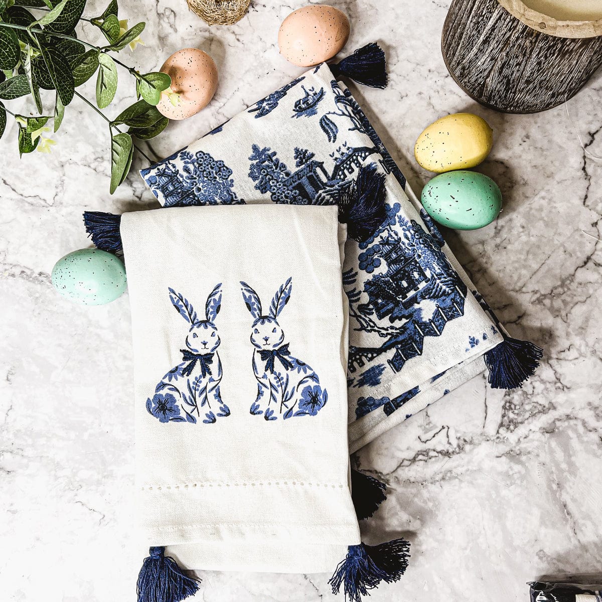 Gia Roma Dish Towel Chinoiserie Bunny