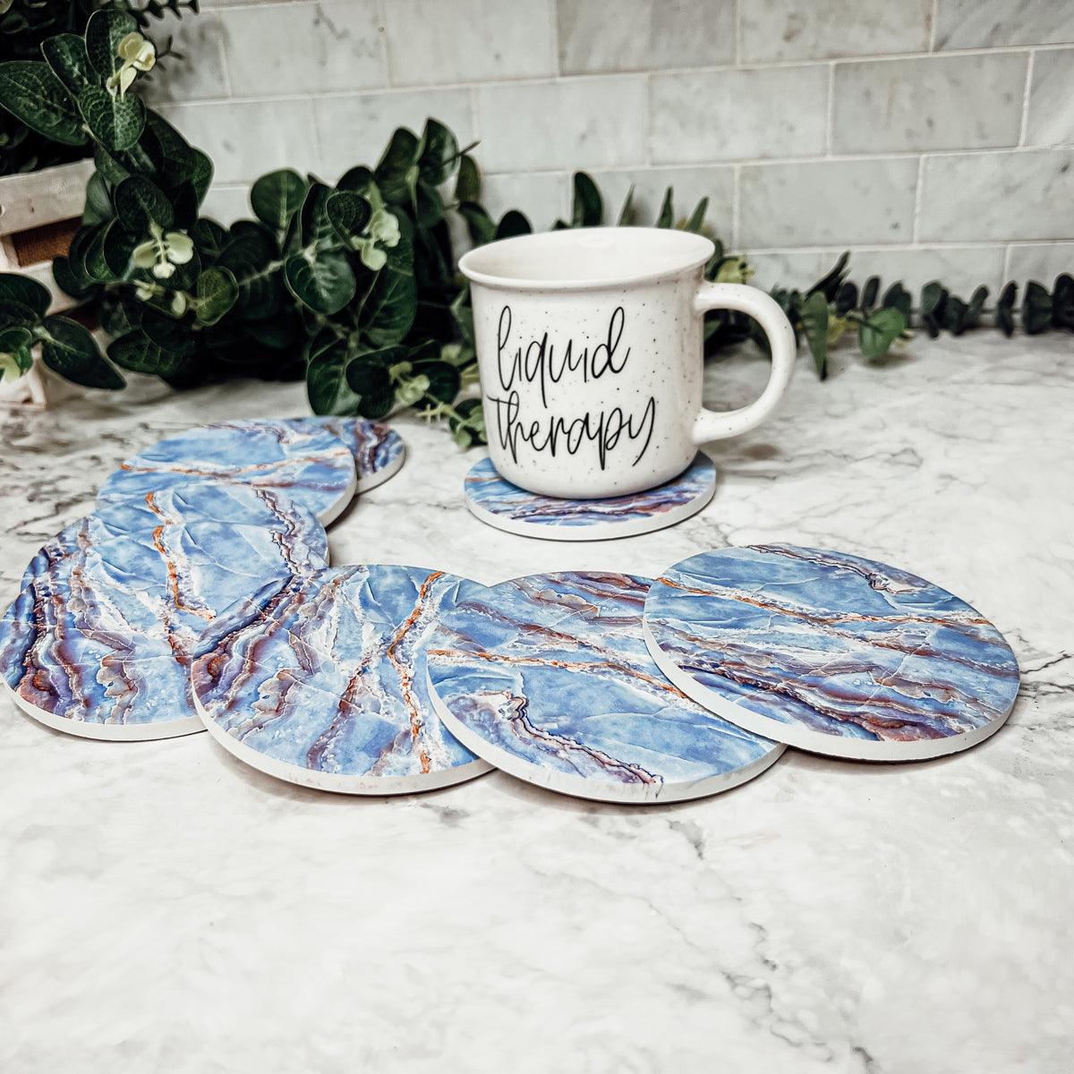 Gia Roma Coaster Marble Blue Coasters