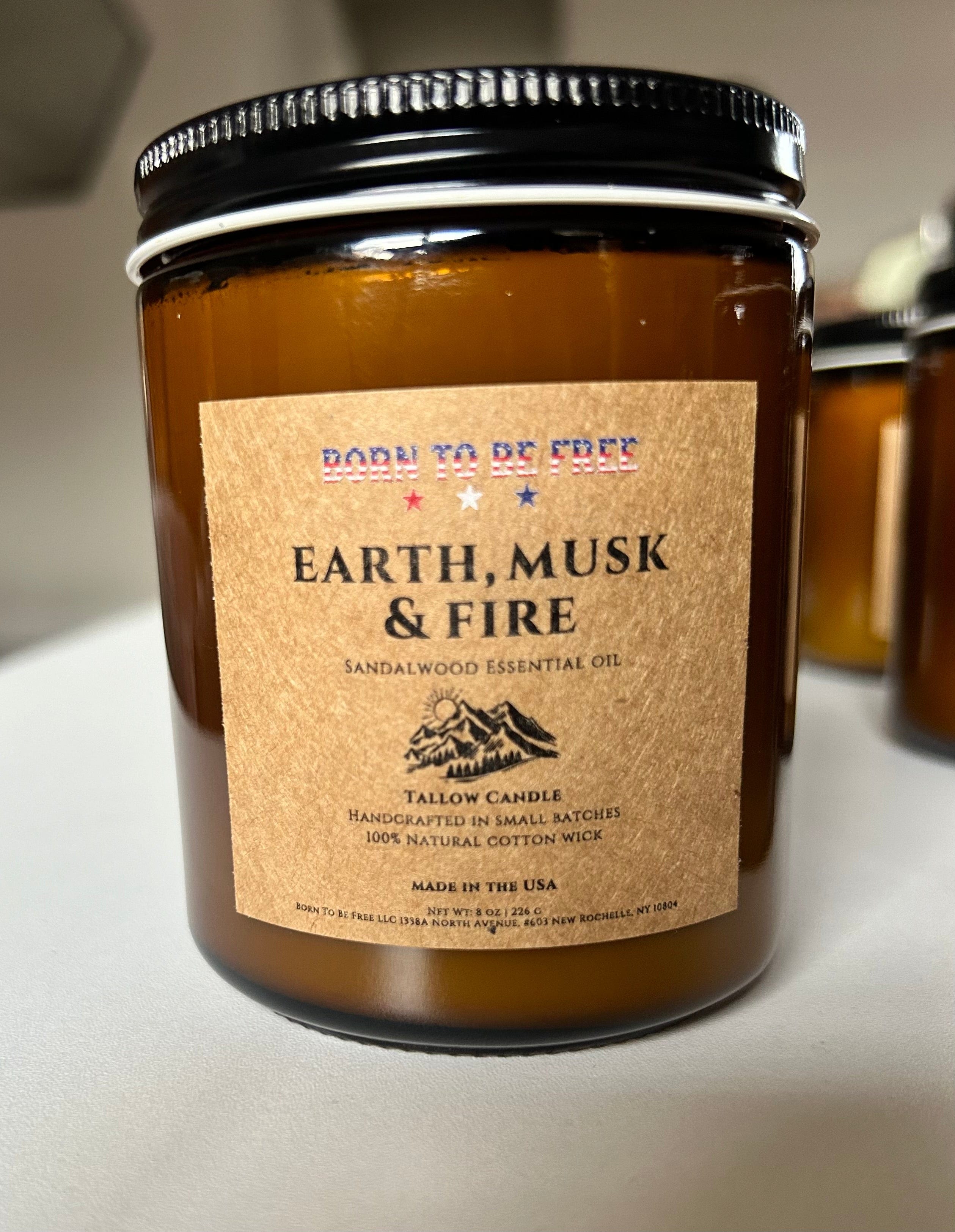 Born To Be Free Candle 8 oz Earth, Musk & Fire Tallow Candle