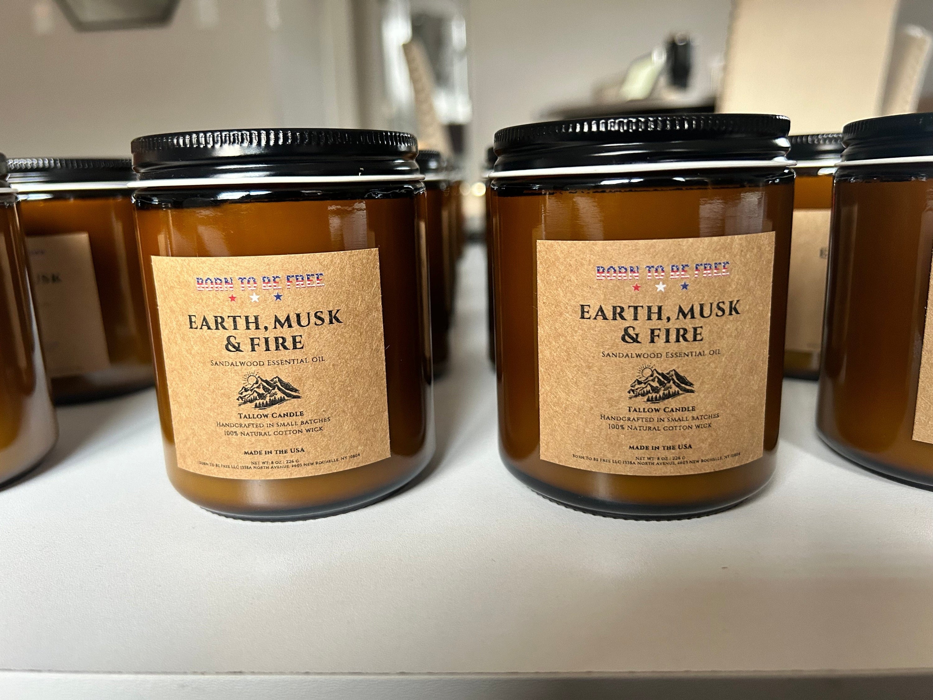 Born To Be Free Candle 8 oz Earth, Musk & Fire Tallow Candle