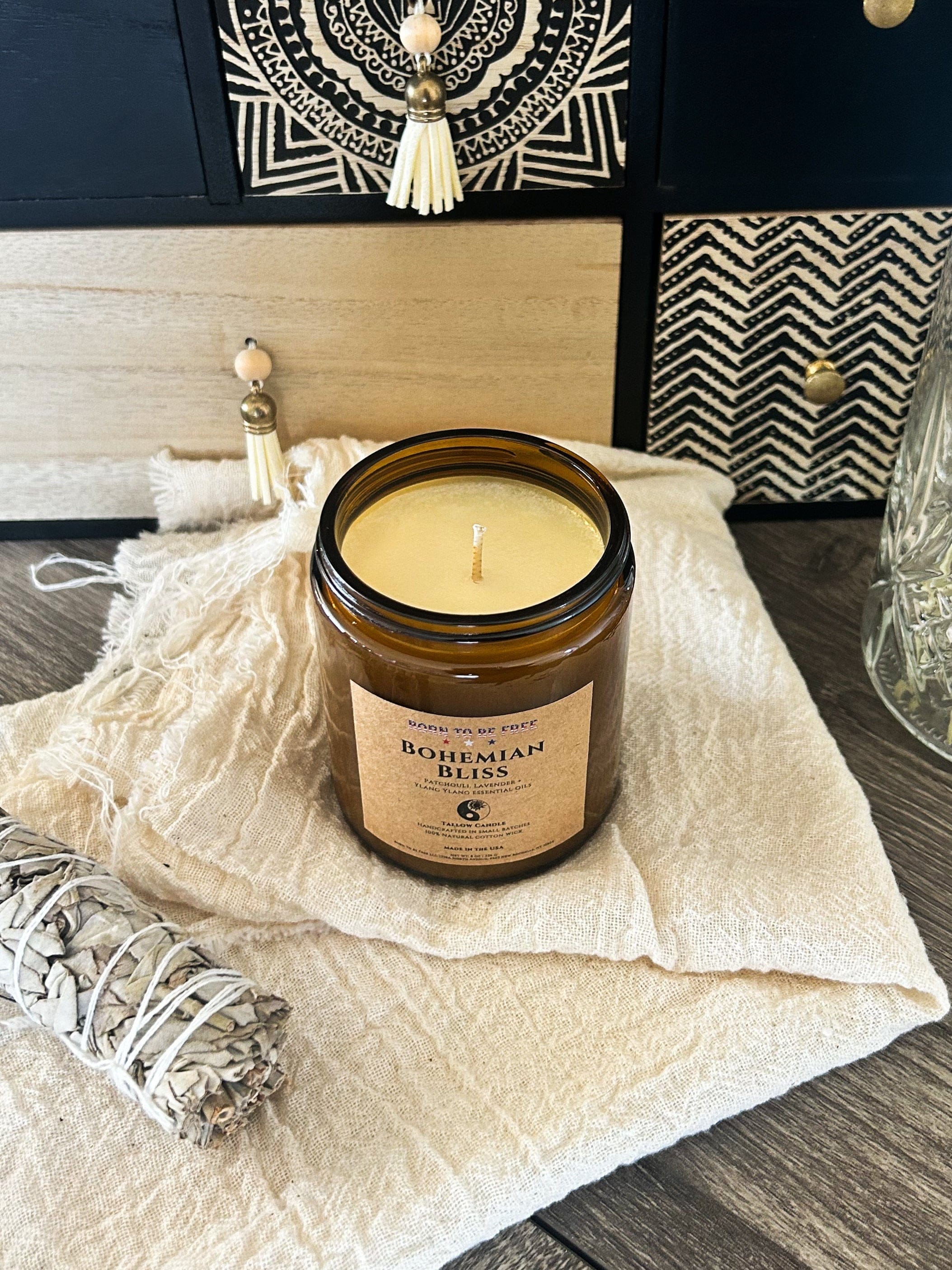 Born To Be Free Candle 8 oz Bohemian Bliss Tallow Candle