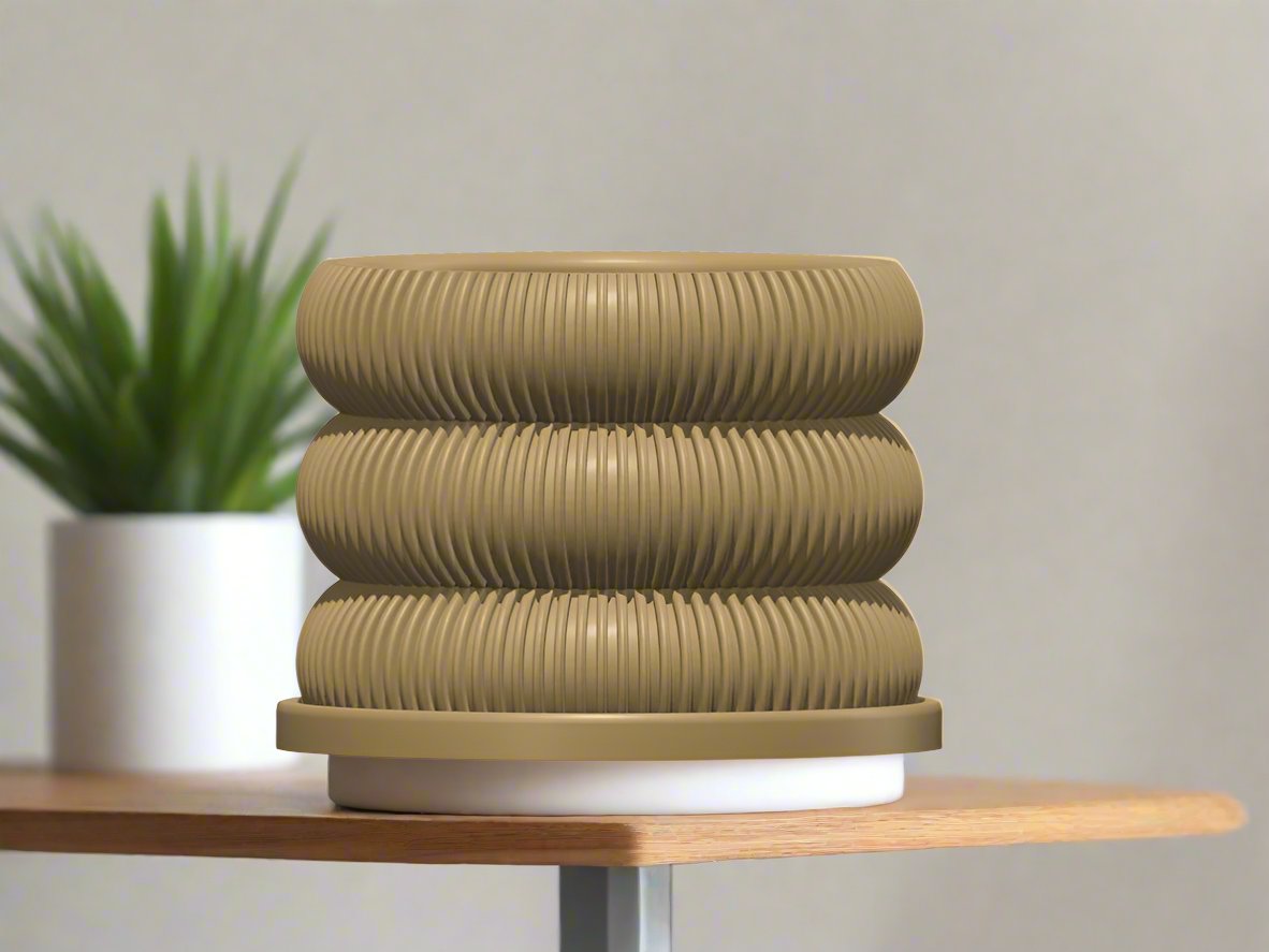 Ribbed Bubble Plant Pot With Drainage and Saucer - My American Goods