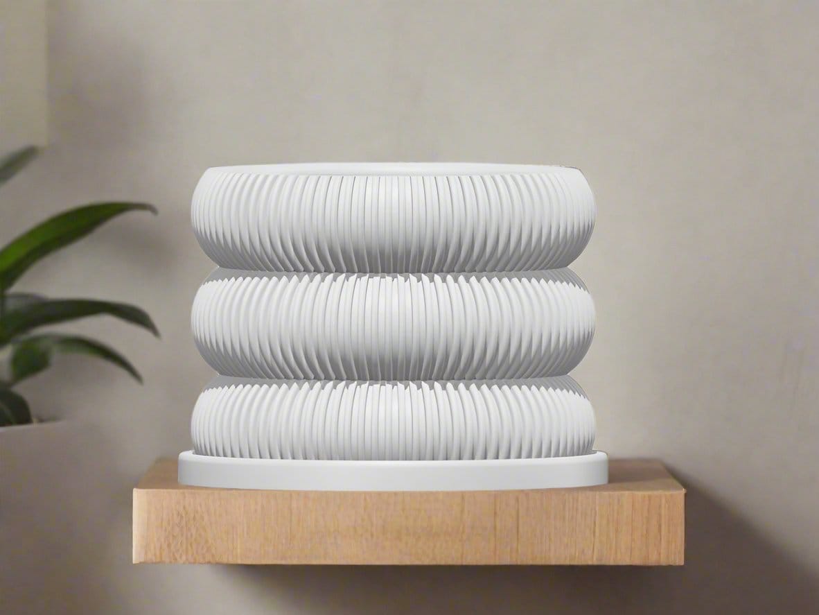 Rosebud HomeGoods Planter Ribbed Bubble Plant Pot With Drainage and Saucer