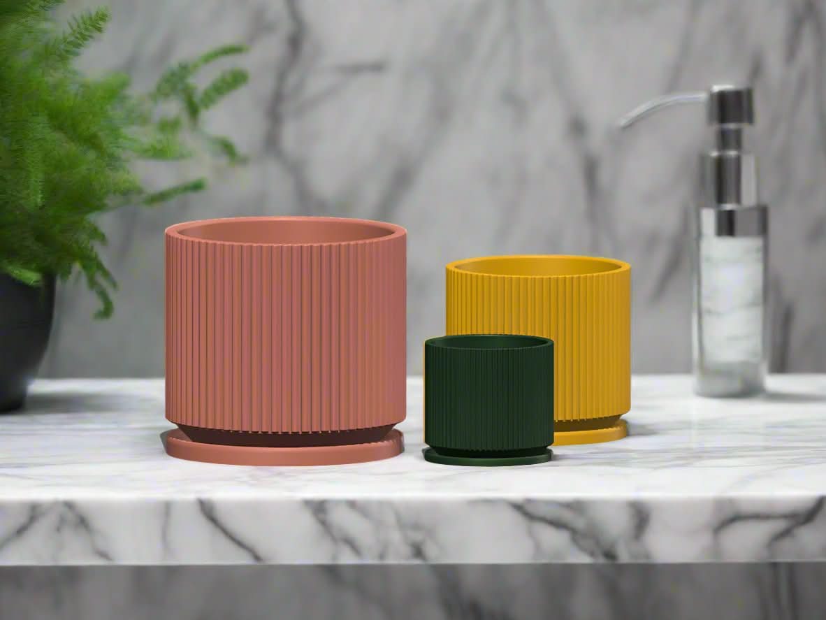 Rosebud HomeGoods Pots & Planters Mid-Century Ribbed Planter