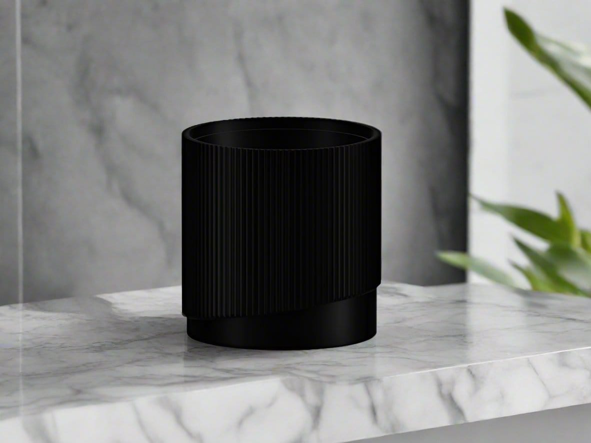 Rosebud HomeGoods Mid-Century Ribbed Planter with Drainage and Saucer in Multiple Colors, 3D Printed Planter with Unique Modern Design, Lightweight, Wave