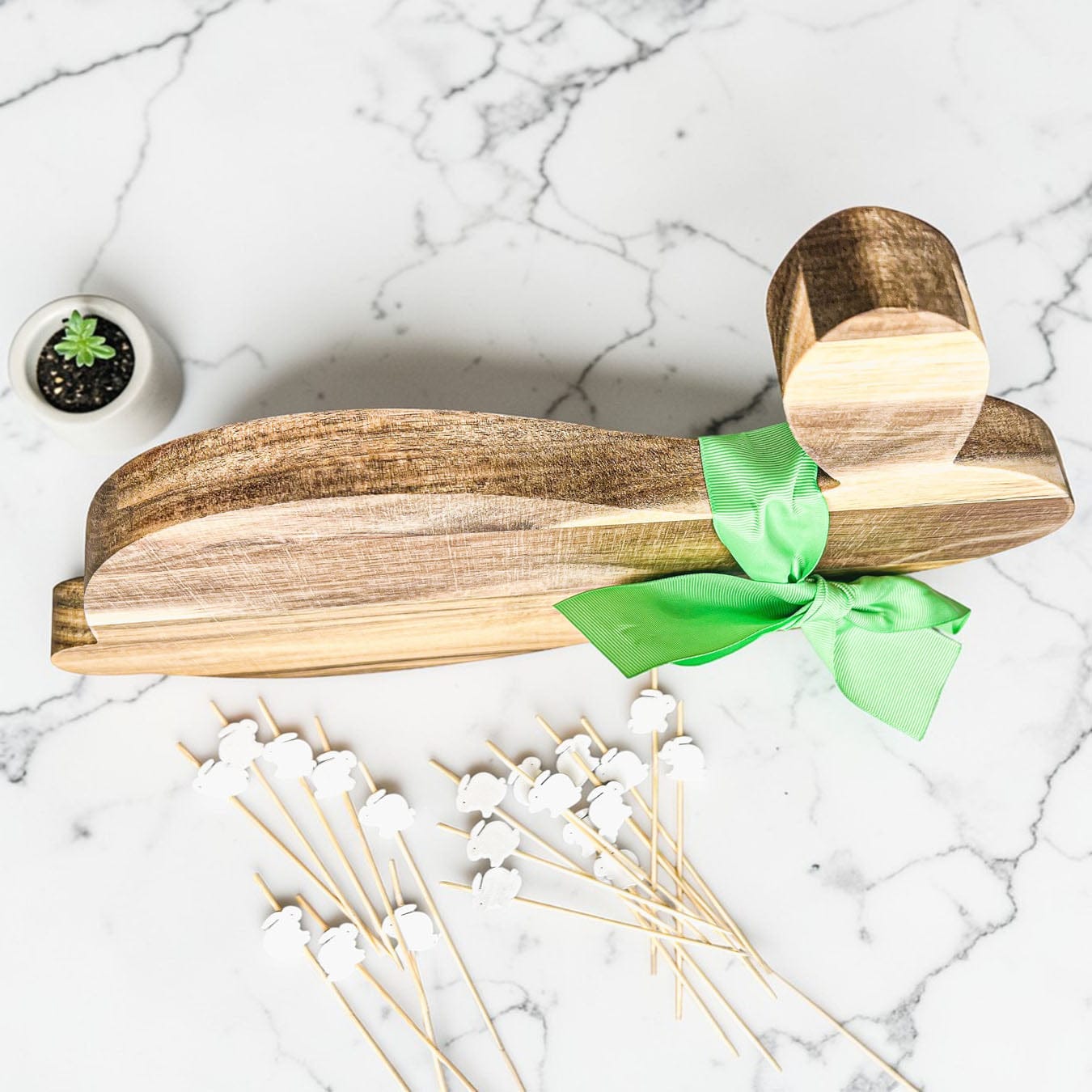 Gia Roma Wooden Easter Decor Bunny Board + Toothpick Set