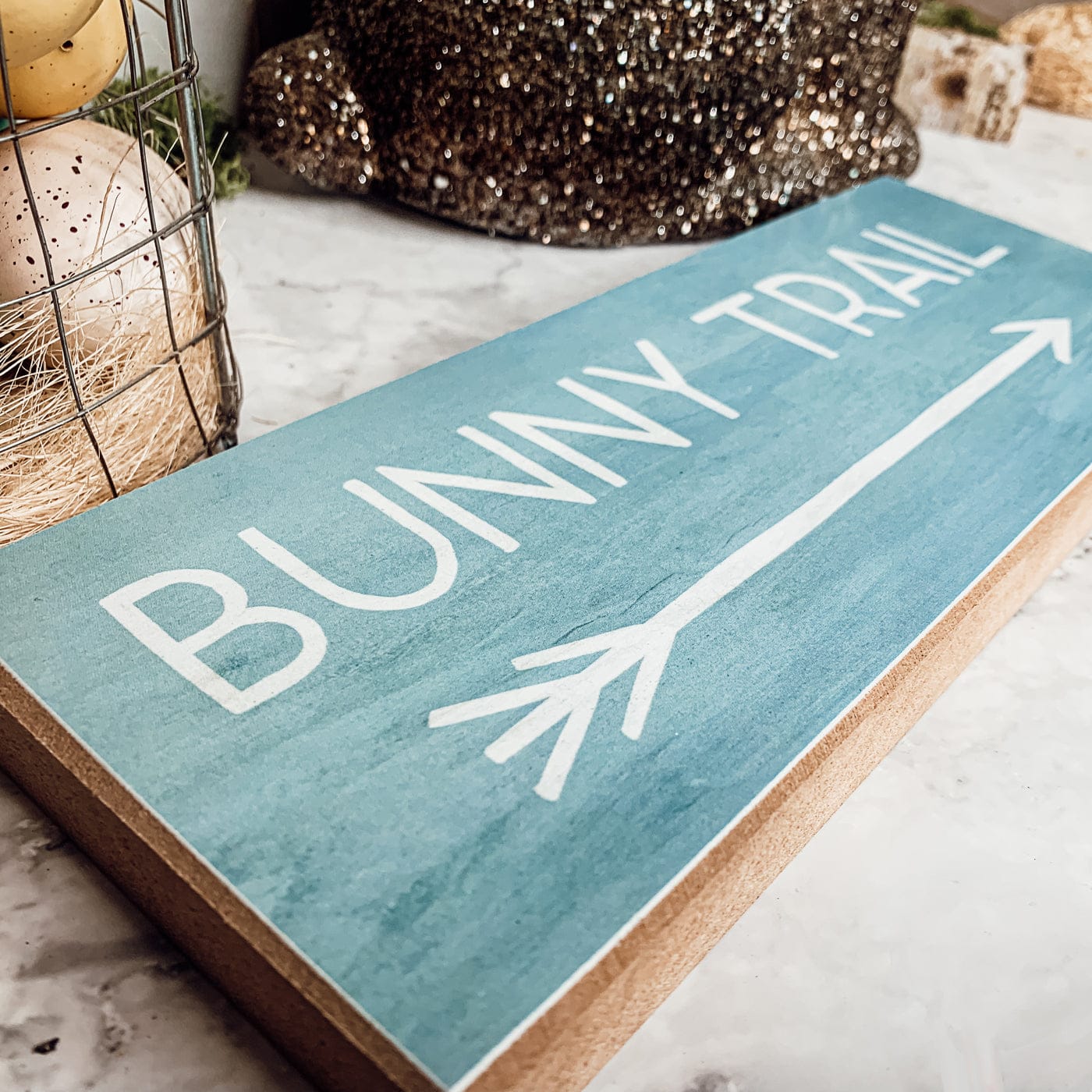 Gia Roma wooden block sign Bunny Trail Sign Bunny Trail or Carrot Patch
