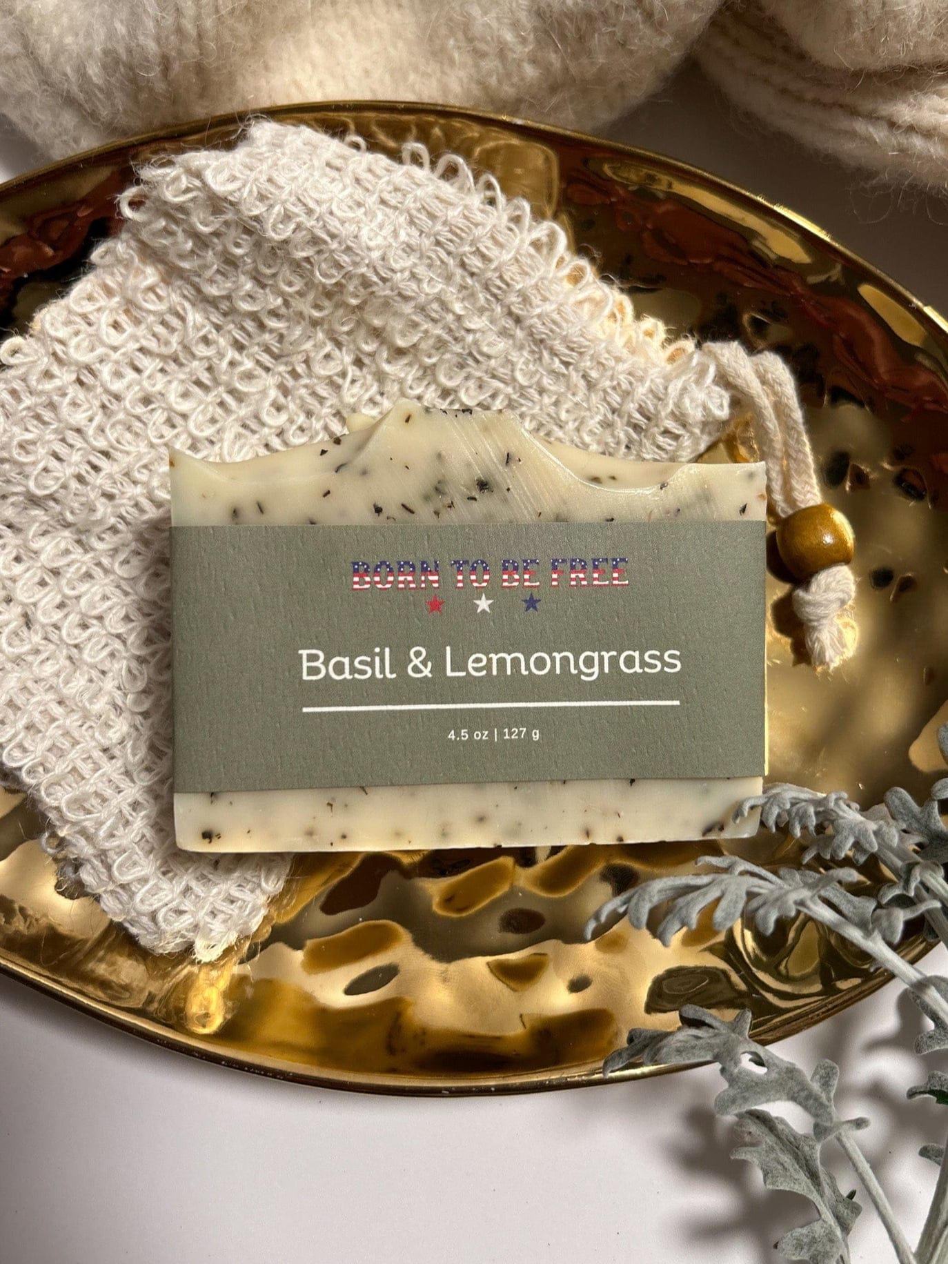 Born To Be Free soap Basil & Lemongrass Tallow Soap Bar