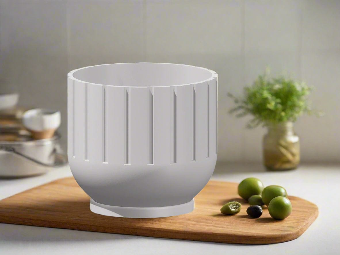 Modern Indoor Planter with Drainage – 3D Printed Fluted Plant Pot, Vertical Ribbed Design, Minimalist Decor Accent, Mid-Bubble