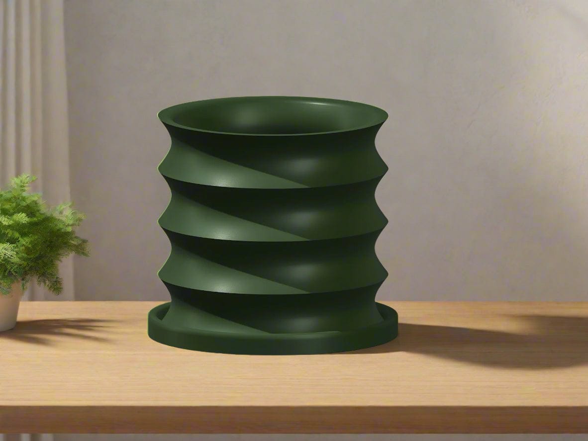 Rippled Plant Pot with Drainage – Modern Organic Indoor Planter with Saucer, 3D Printed Wavy Pot for Houseplants - BRIM - My American Goods