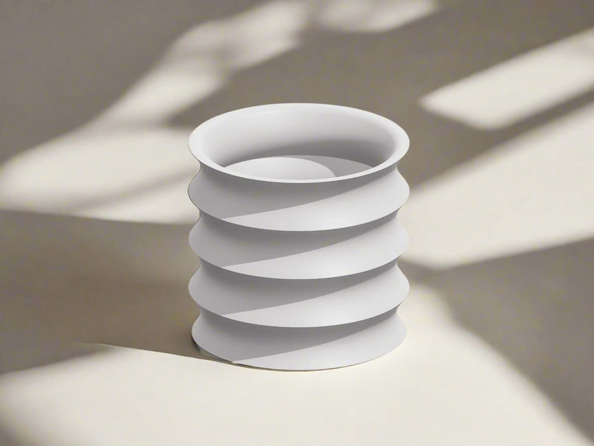 Rippled Plant Pot with Drainage – Modern Organic Indoor Planter with Saucer, 3D Printed Wavy Pot for Houseplants - BRIM - My American Goods