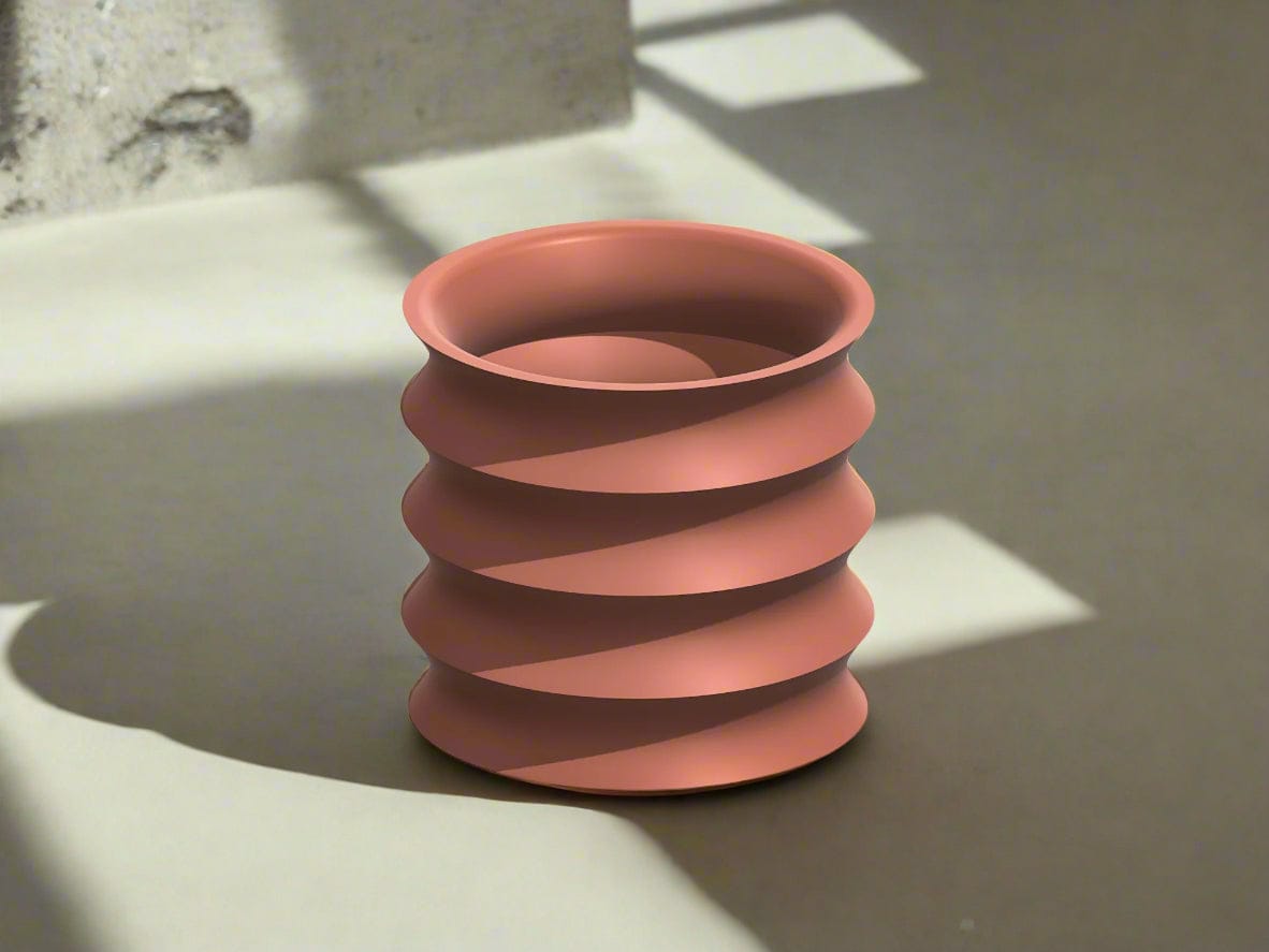Rosebud HomeGoods Rippled Plant Pot with Drainage – Modern Organic Indoor Planter with Saucer, 3D Printed Wavy Pot for Houseplants - BRIM