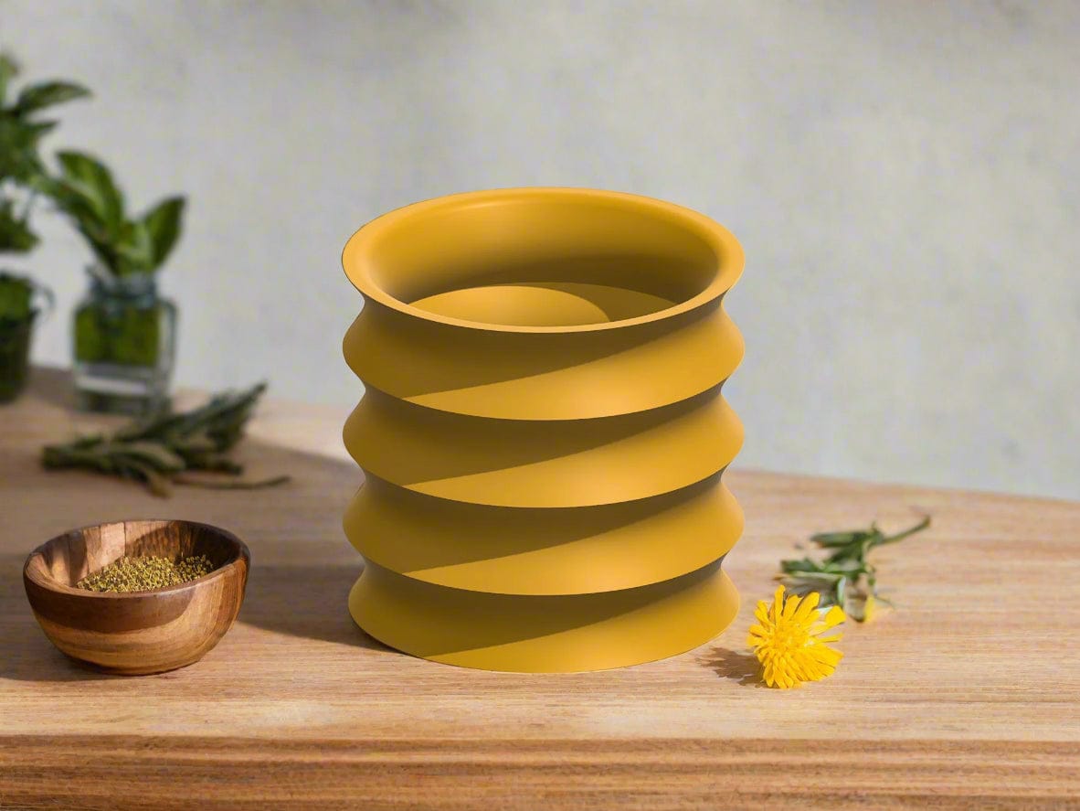 Rosebud HomeGoods Rippled Plant Pot with Drainage – Modern Organic Indoor Planter with Saucer, 3D Printed Wavy Pot for Houseplants - BRIM