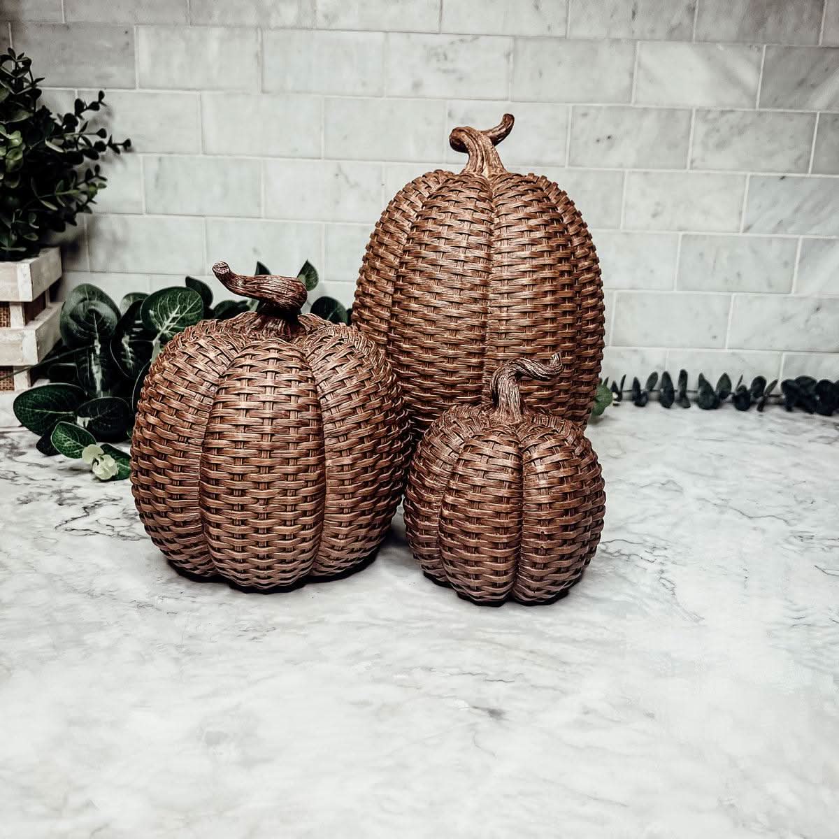 Gia Roma Basket Weave Statue Basket Weave Pumpkins