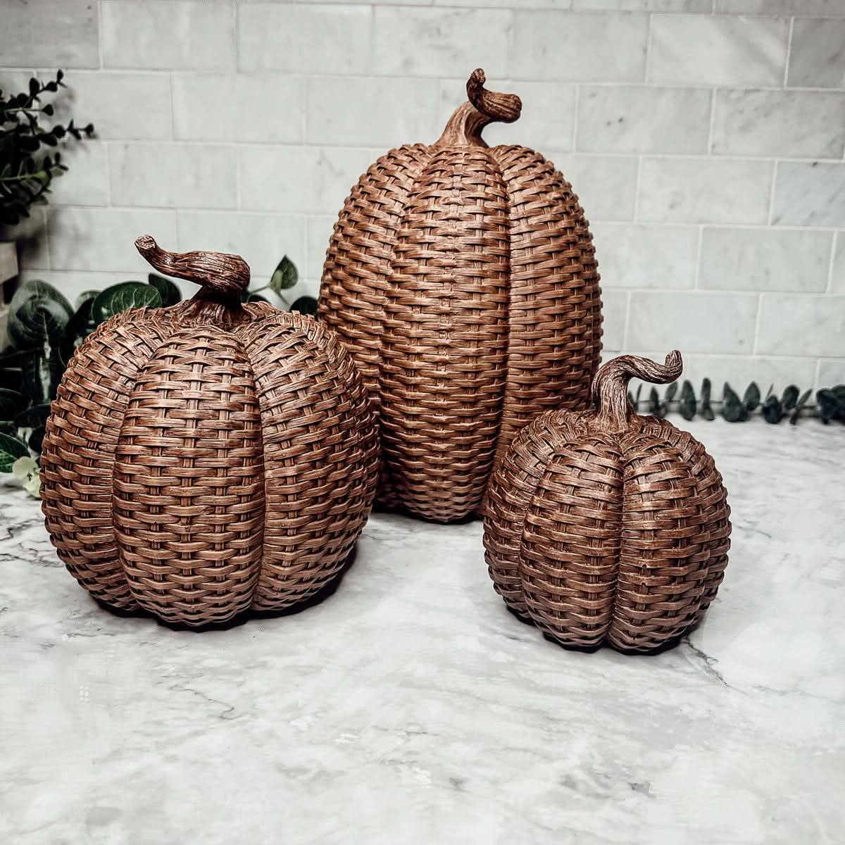 Gia Roma Basket Weave Statue Basket Weave Pumpkins