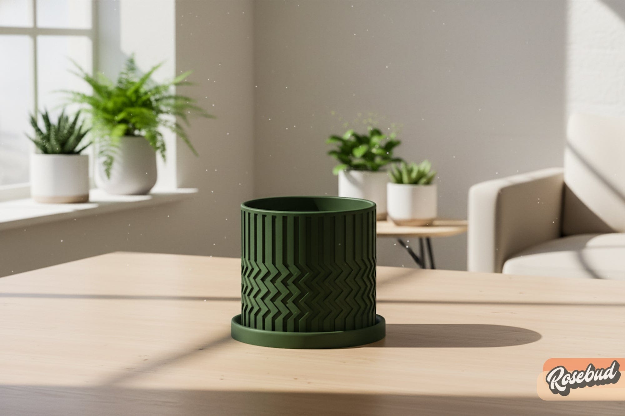 Rosebud HomeGoods Pots & Planters Green / 4 / With Drip Tray Minimalist Zig-Zag Planter
