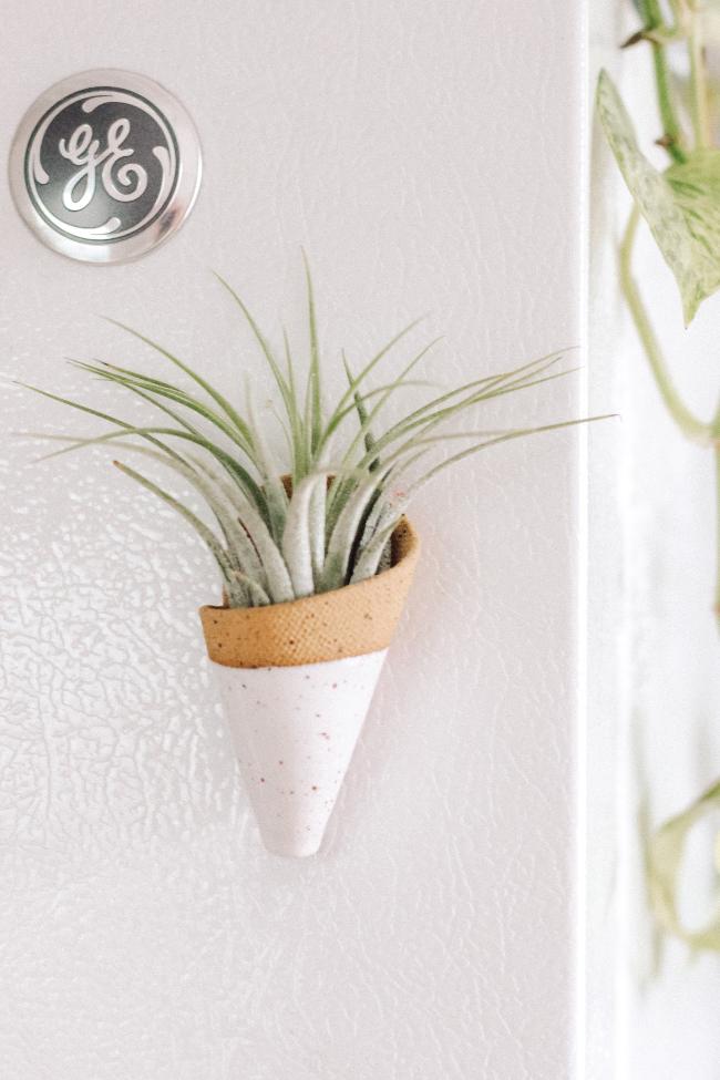 Carter + Rose Speckled White / With plant Mini Wall Planter Magnet