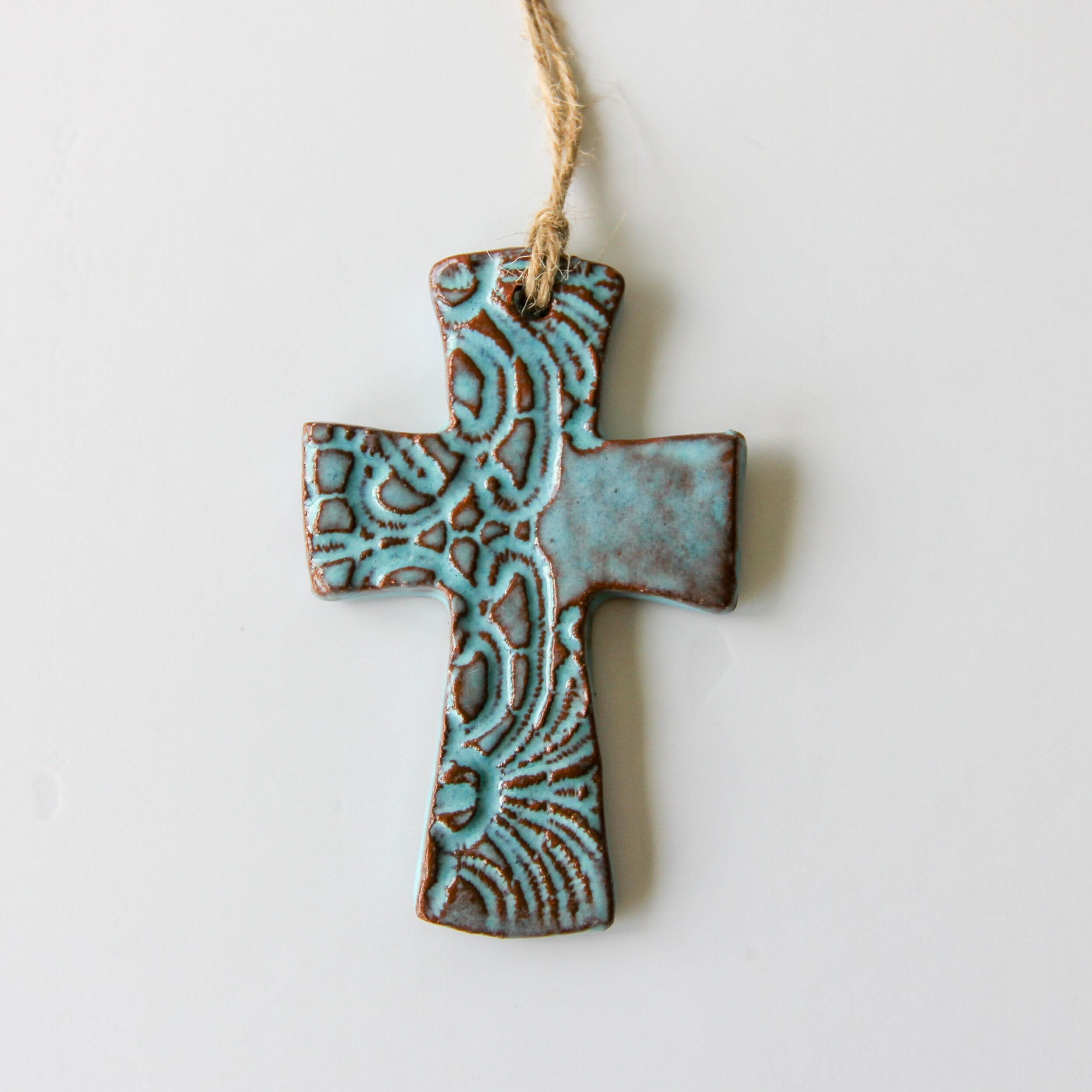 prodigalpottery Ceramic Bluebell Flared Cross Ornament