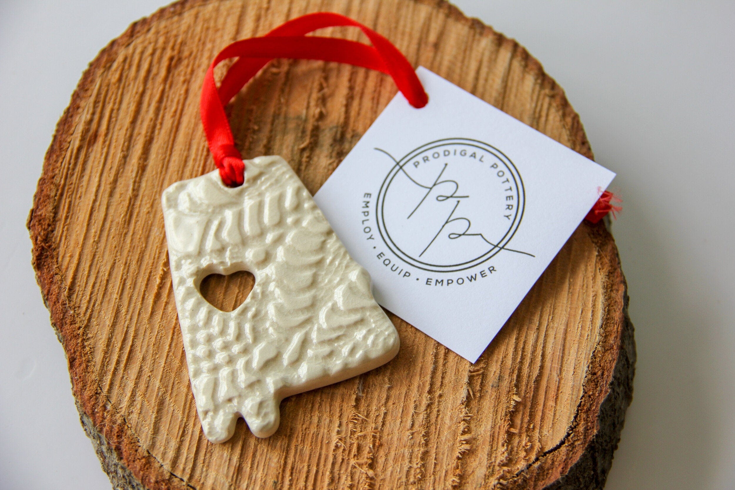 prodigalpottery Ceramic White Roll Tide Alabama Ornament