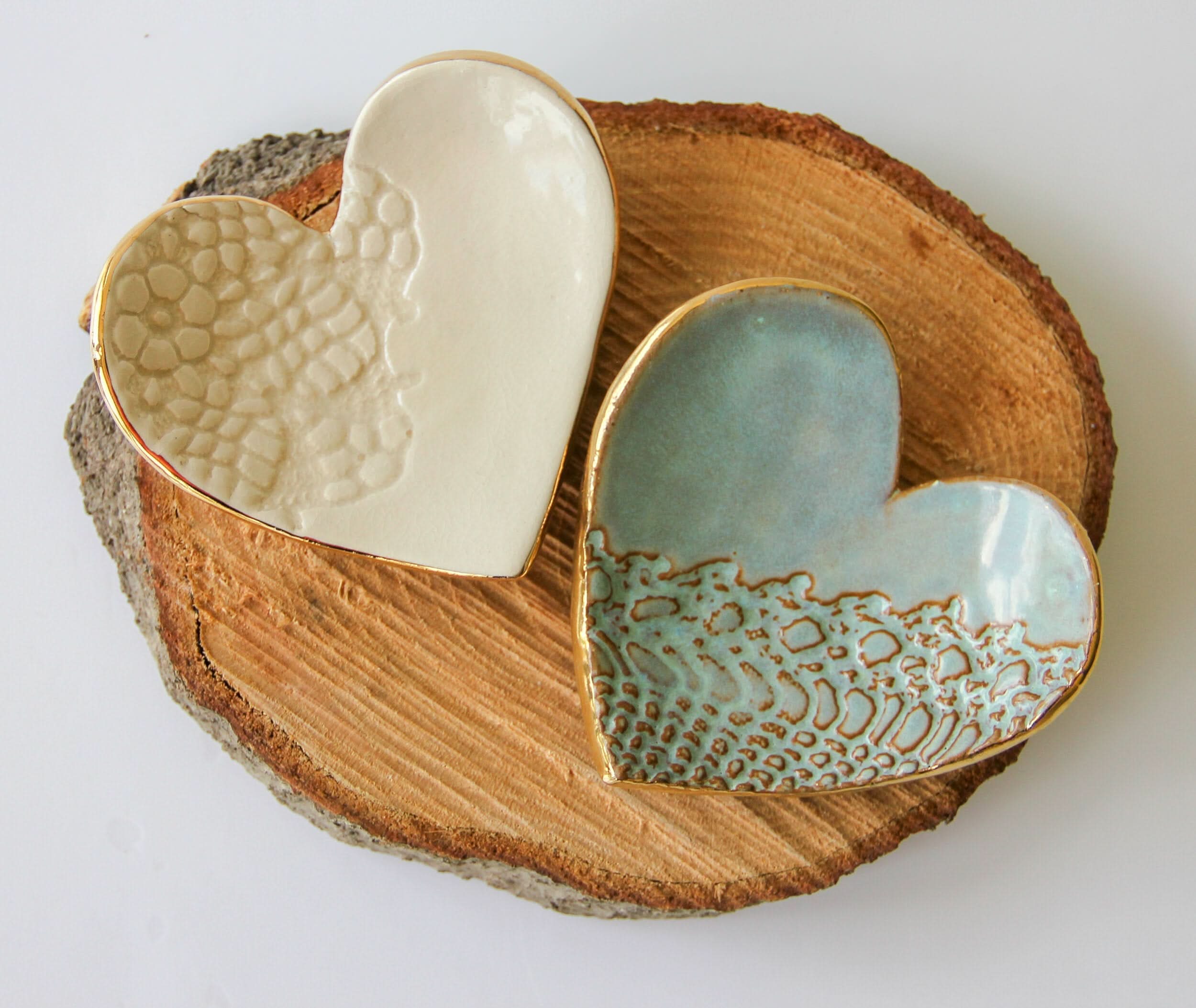 prodigalpottery Ceramic Sea Spray Heart Ring Dish
