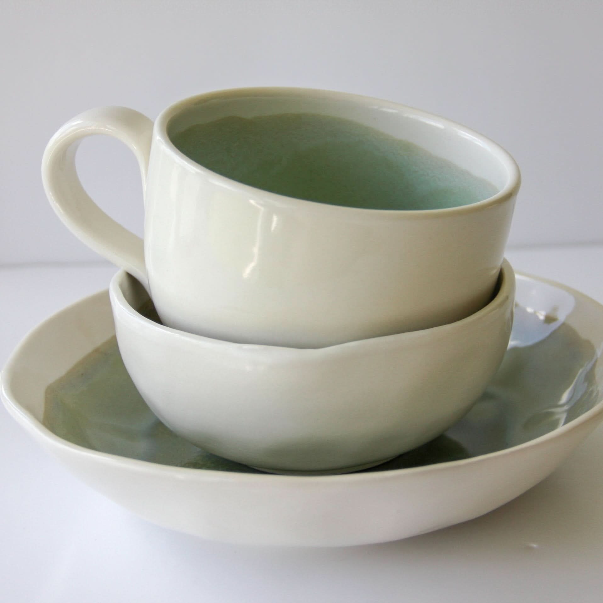 prodigalpottery Ceramic Sea Spray Set Artisan Bowl Set