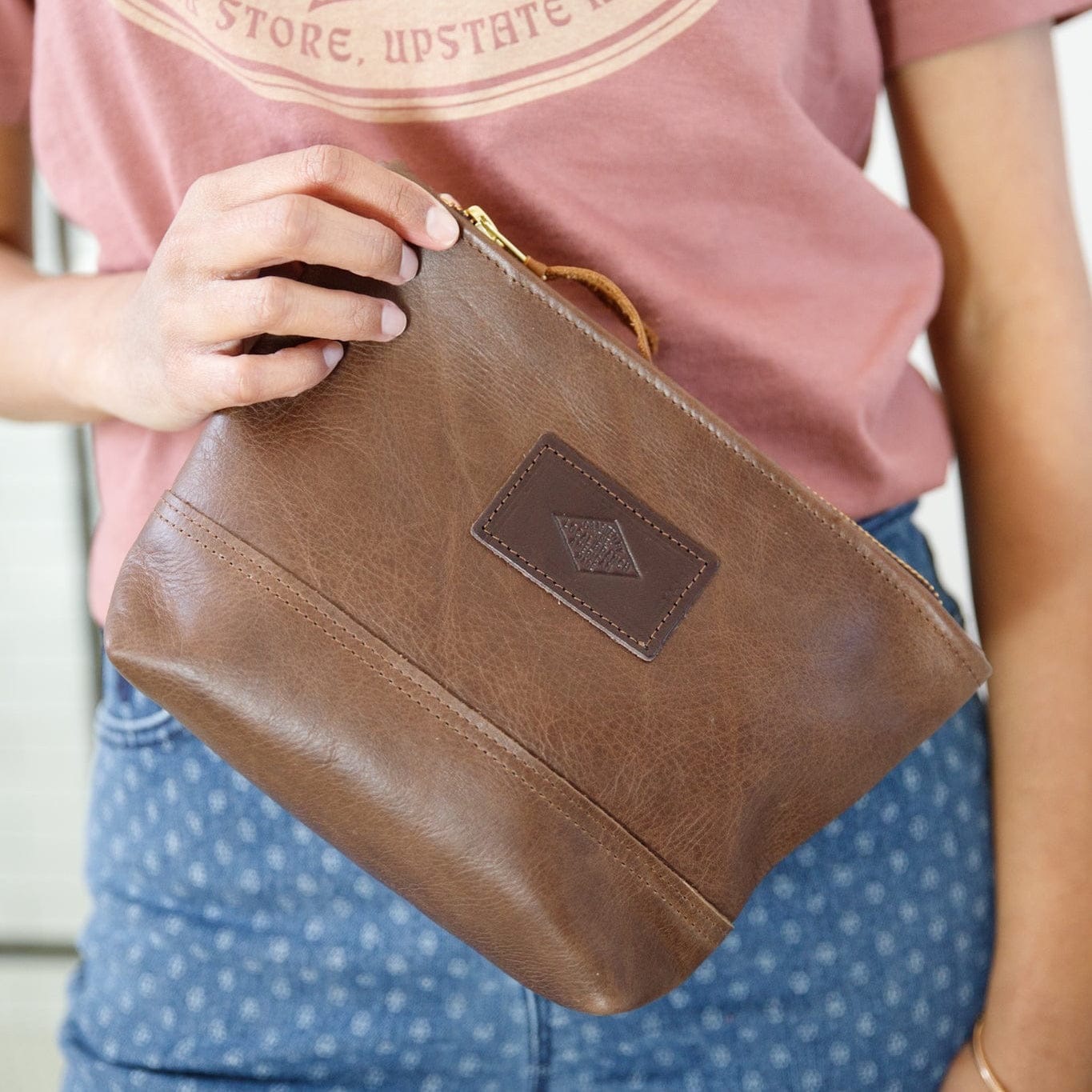 The Local Branch Leather Toiletry Bag Distressed Brown Apothecary Bag