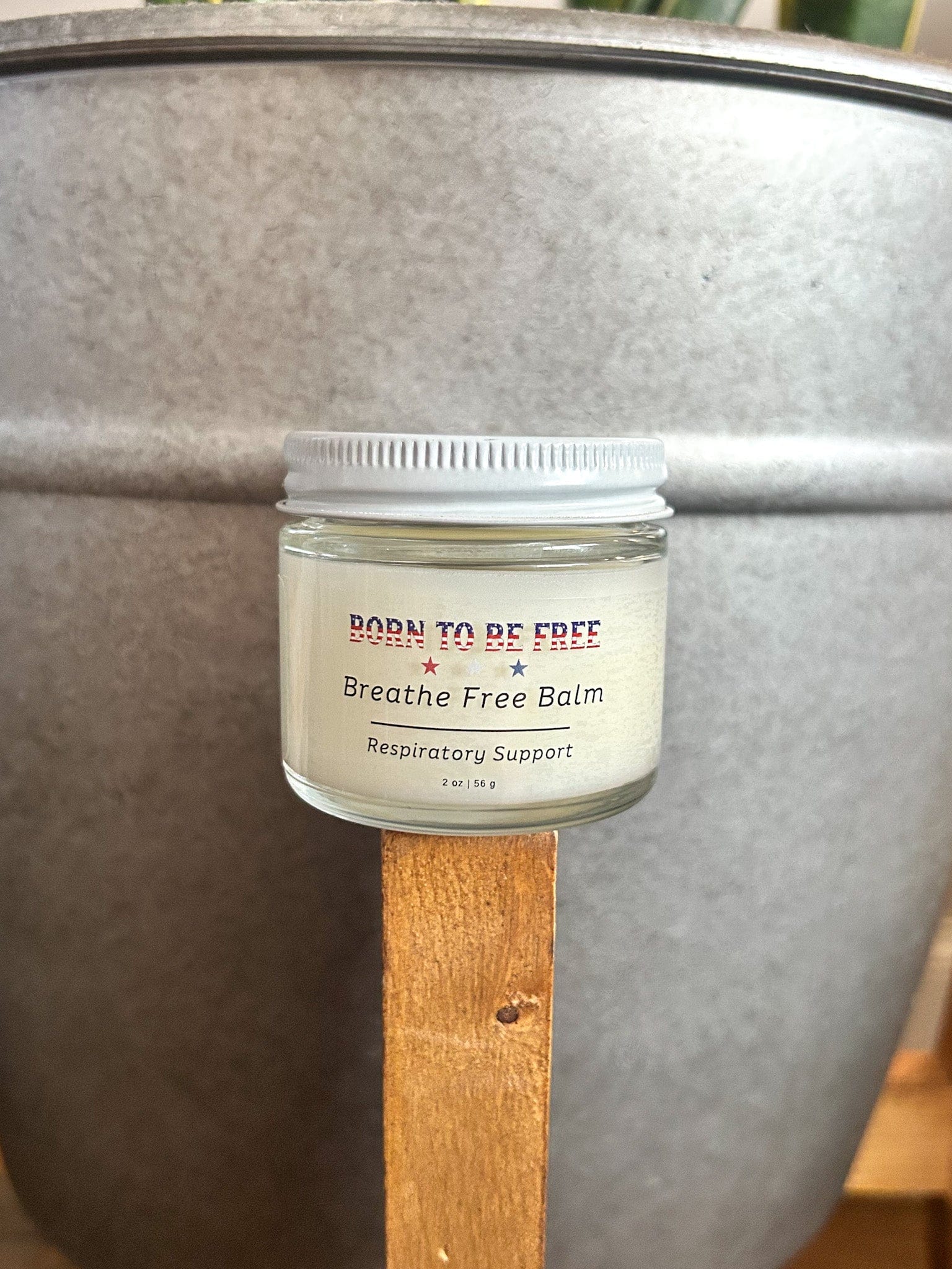 Born To Be Free Respiratory Relief 2 oz Glass Jar Breathe Free Balm