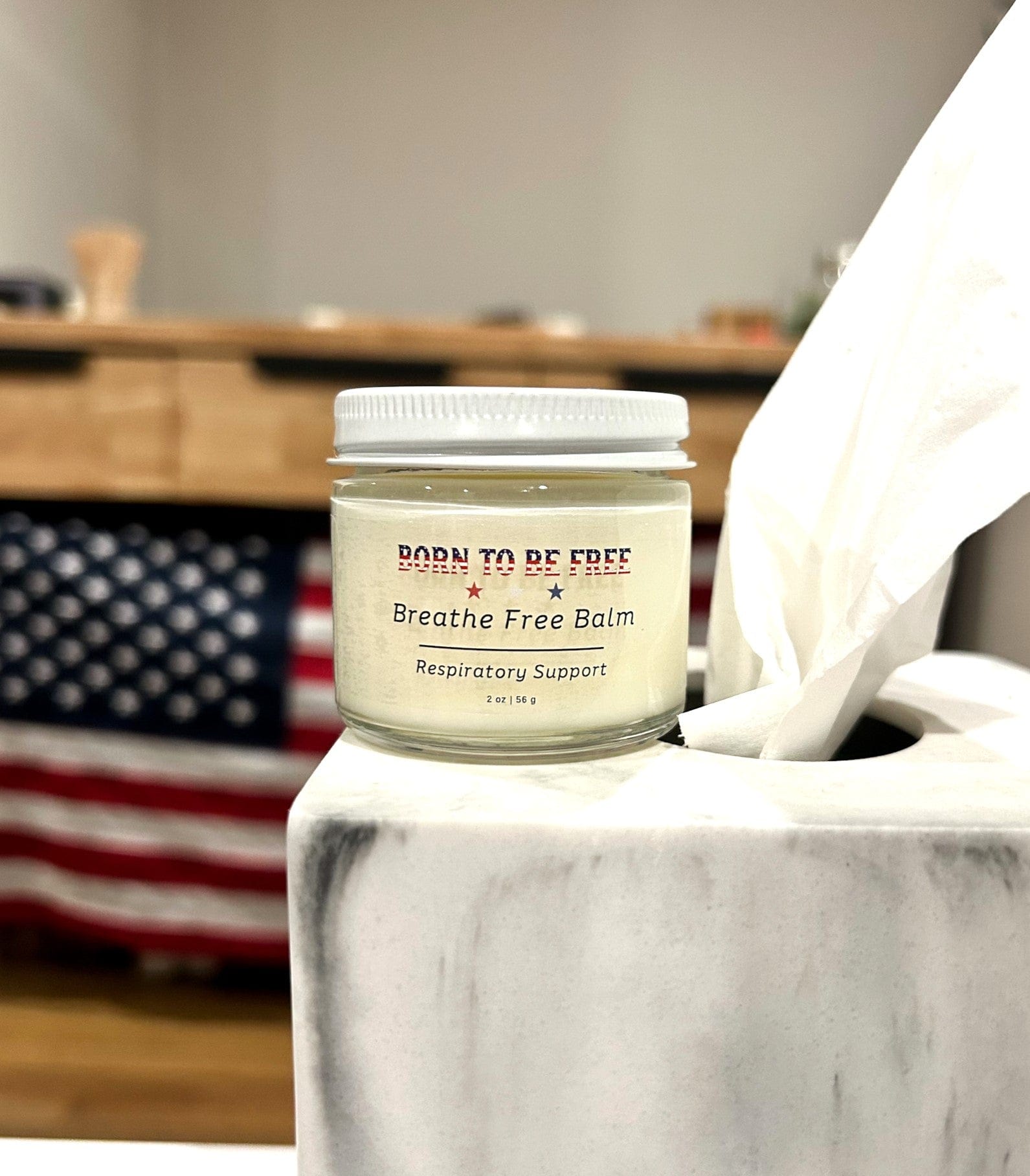 Born To Be Free Respiratory Relief 2 oz Glass Jar Breathe Free Balm