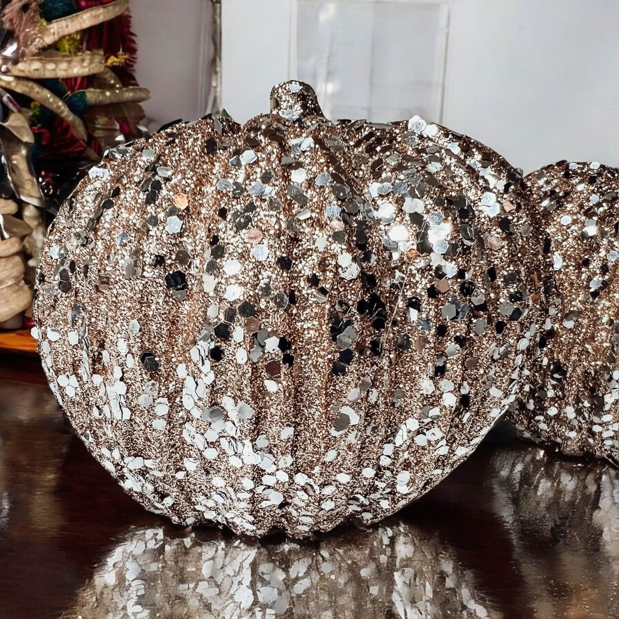 Gia Roma Fall Glitter Sequin Pumpkin 4"