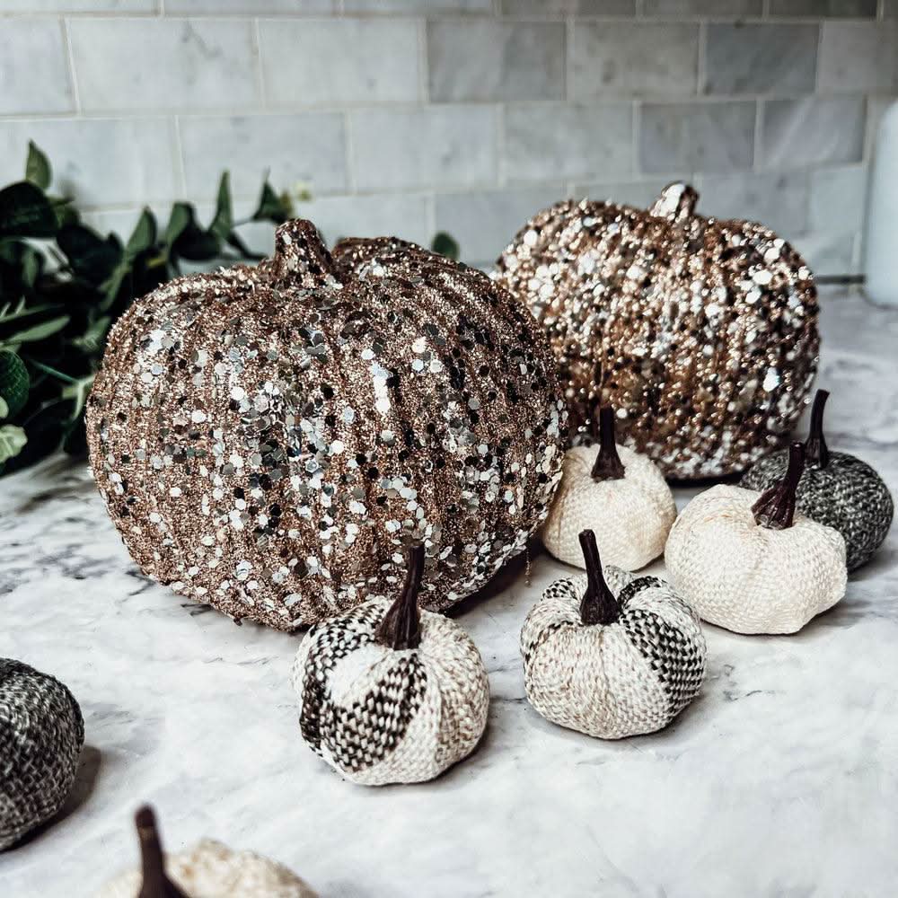 Gia Roma Fall Glitter Sequin Pumpkin 4"