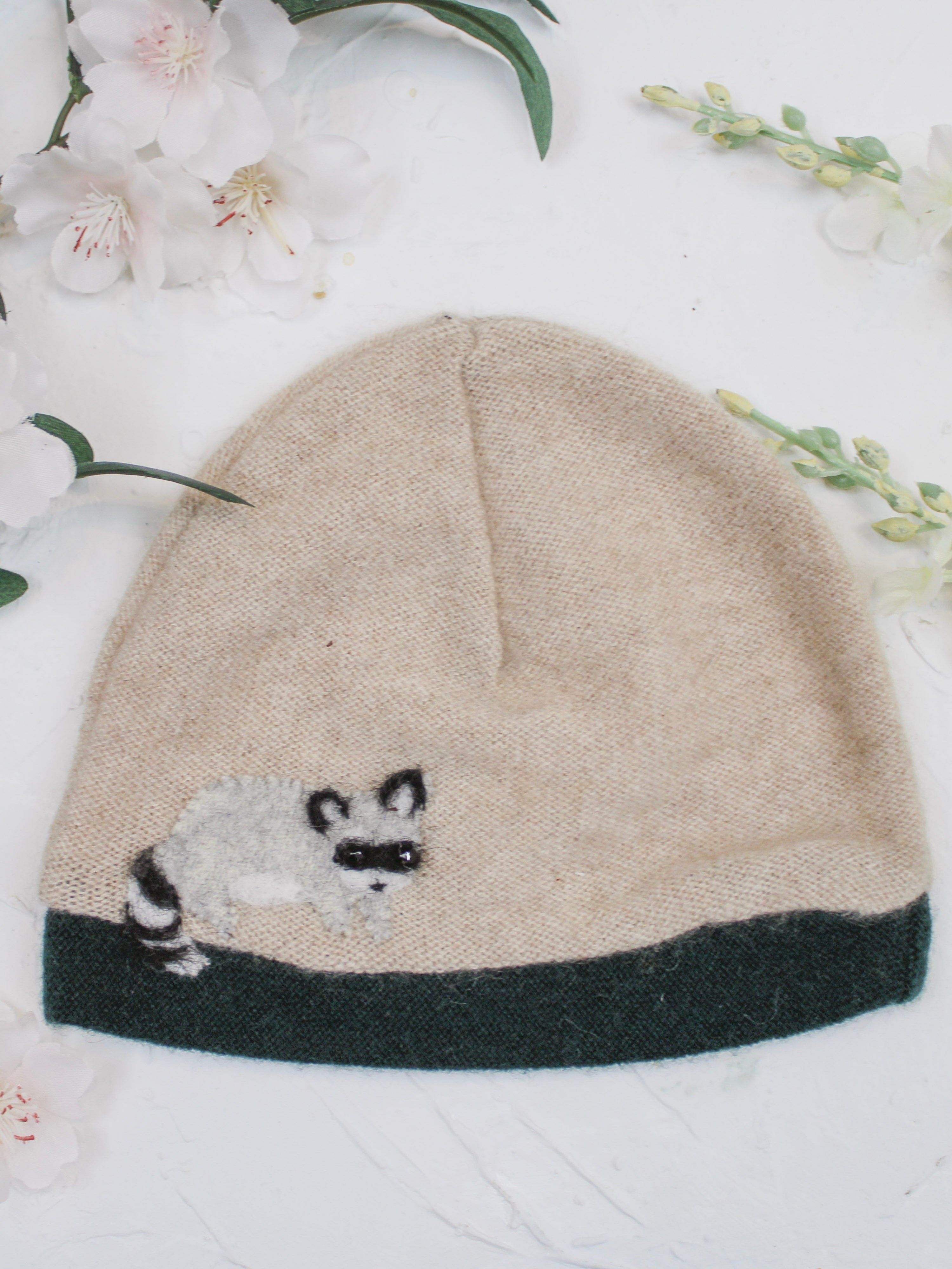 Ash & Rose hat Olive Raccoon Cashmere Hat - Baby