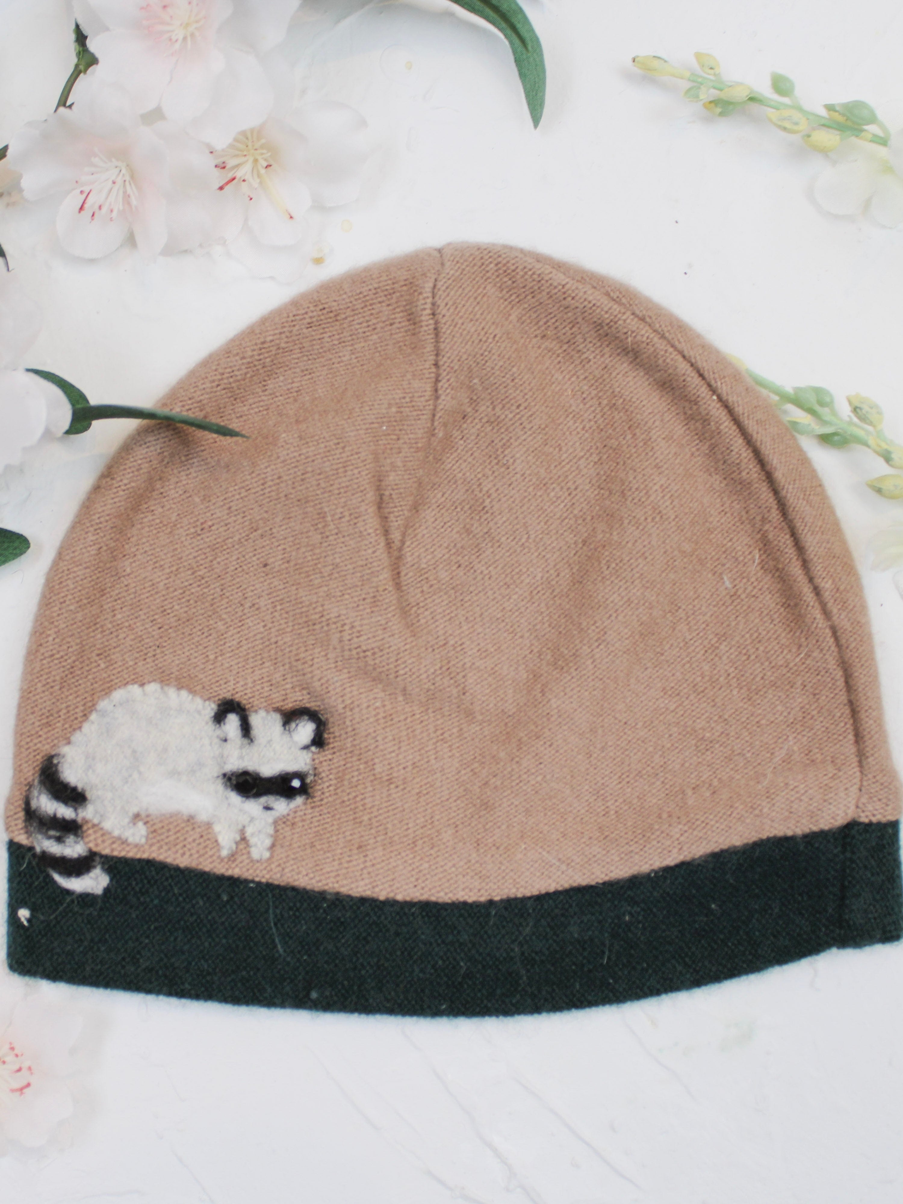 Ash & Rose hat Khaki Raccoon Cashmere Hat - Baby