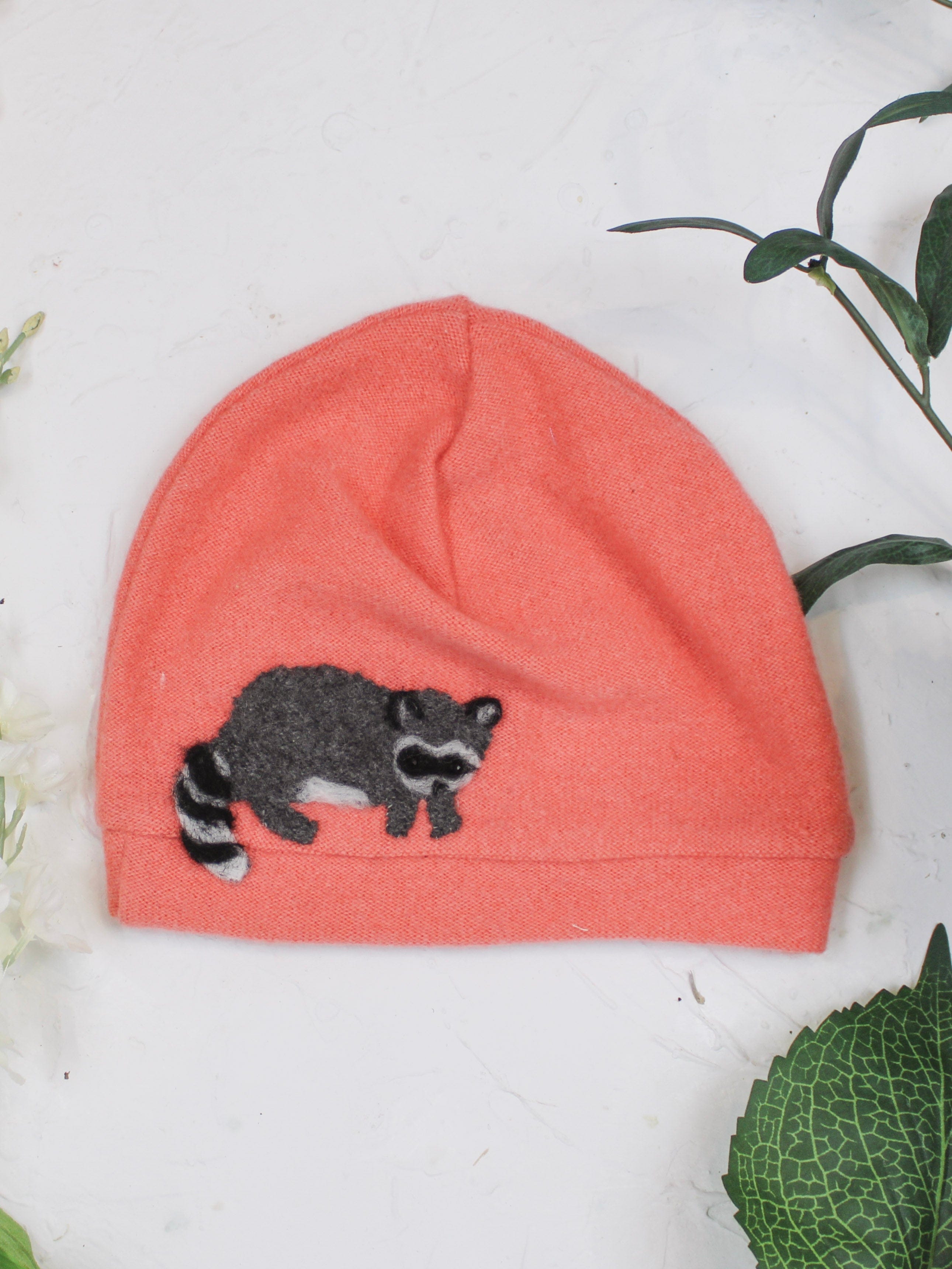 Ash & Rose hat Coral Raccoon Cashmere Hat - Toddler