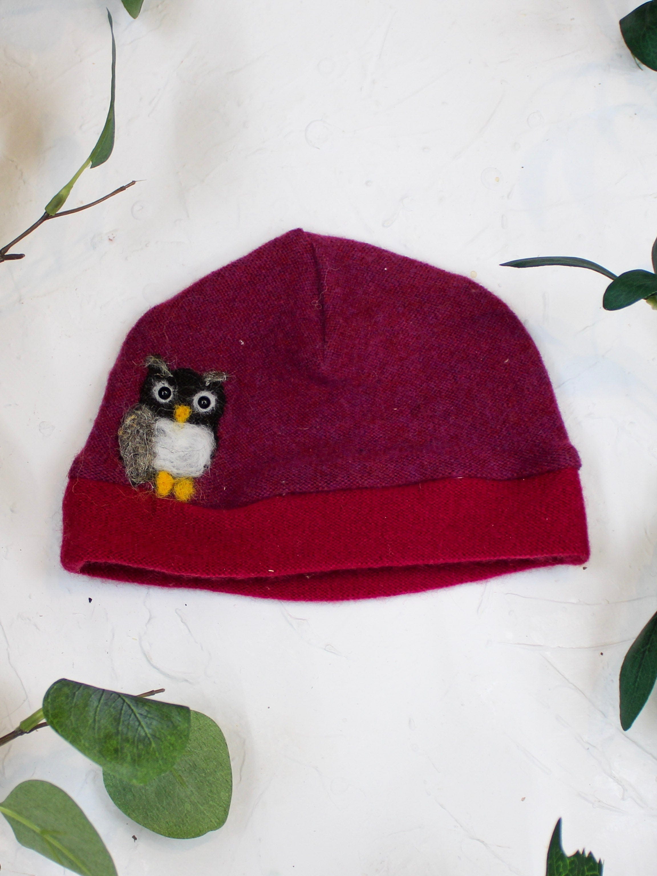Ash & Rose hat Plum Owl Cashmere Hat - Baby