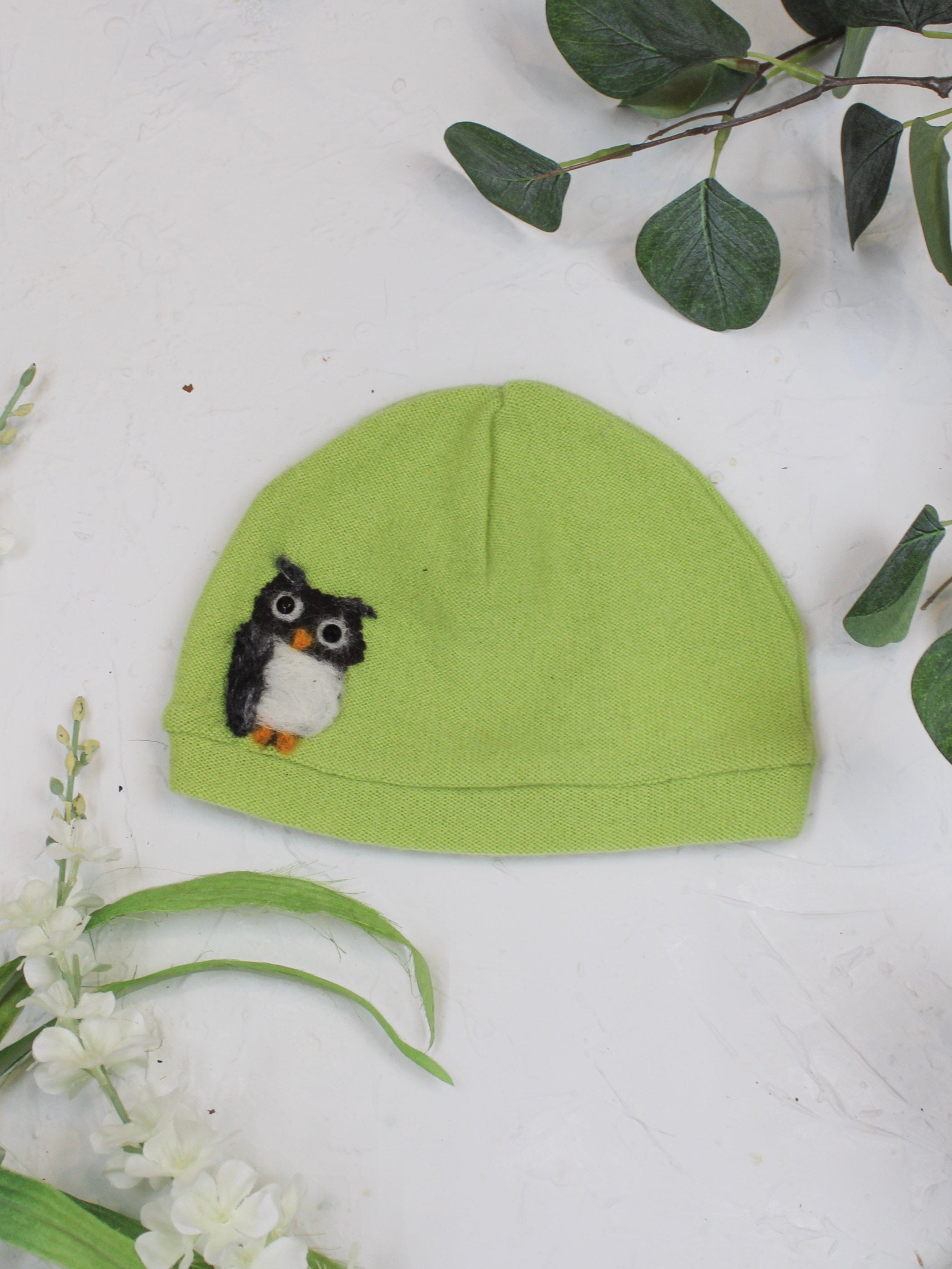 Ash & Rose hat Lime Owl Cashmere Hat - Toddler