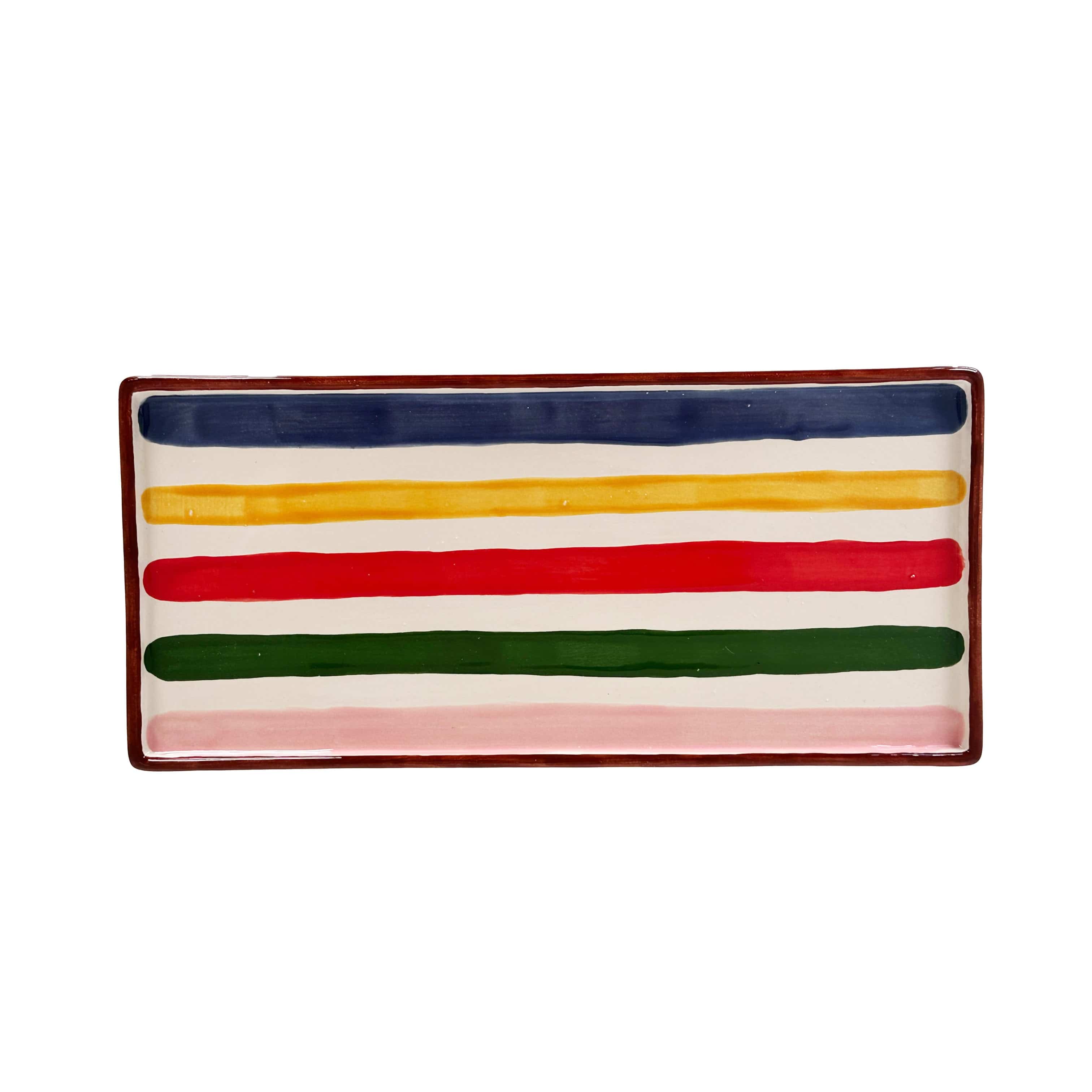 Ruby Clay Company Low Profile Tray with Multicolor Stripes