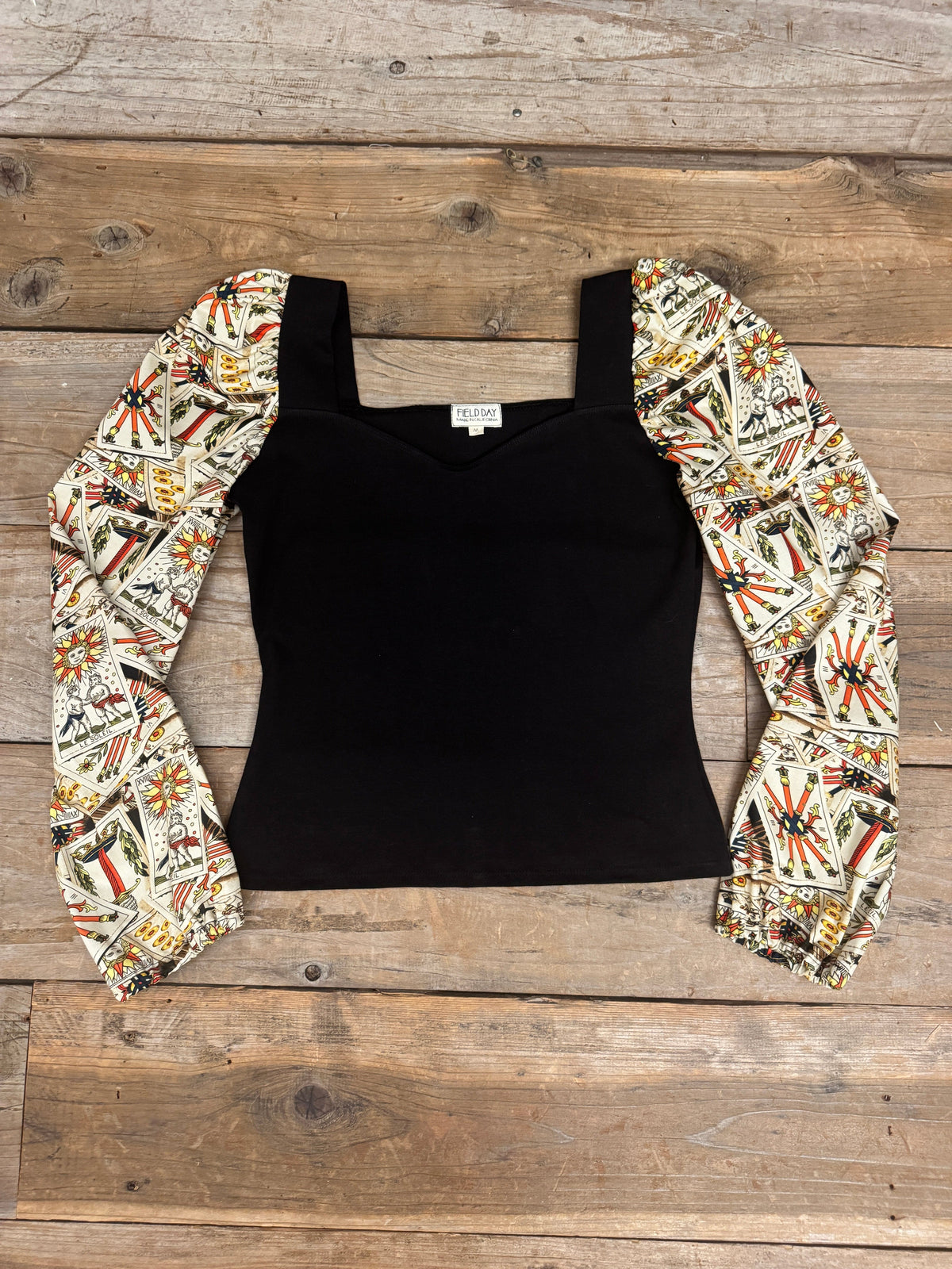 Field Day Top Elizabeth Top in Black on Tarot Cotton