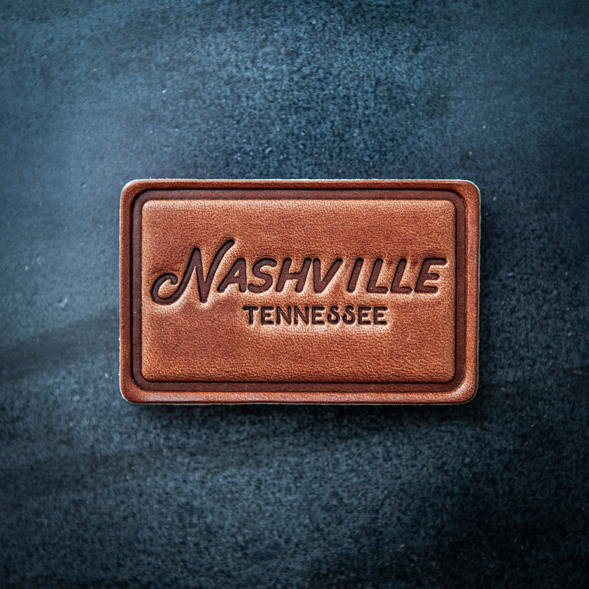 Nashville Tennessee Script Leather Magnet Block Style