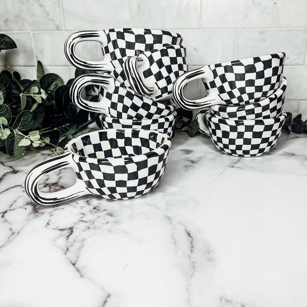 Gia Roma Coffee Mug Small BW Checkered Mug