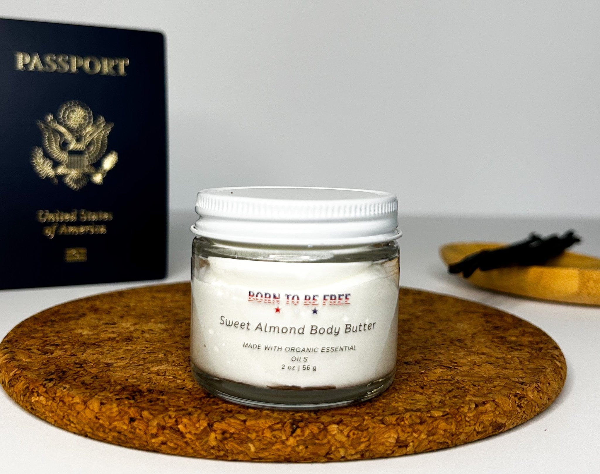 Born To Be Free Body Butter 2 oz Glass Jar Sweet Almond Body Butter