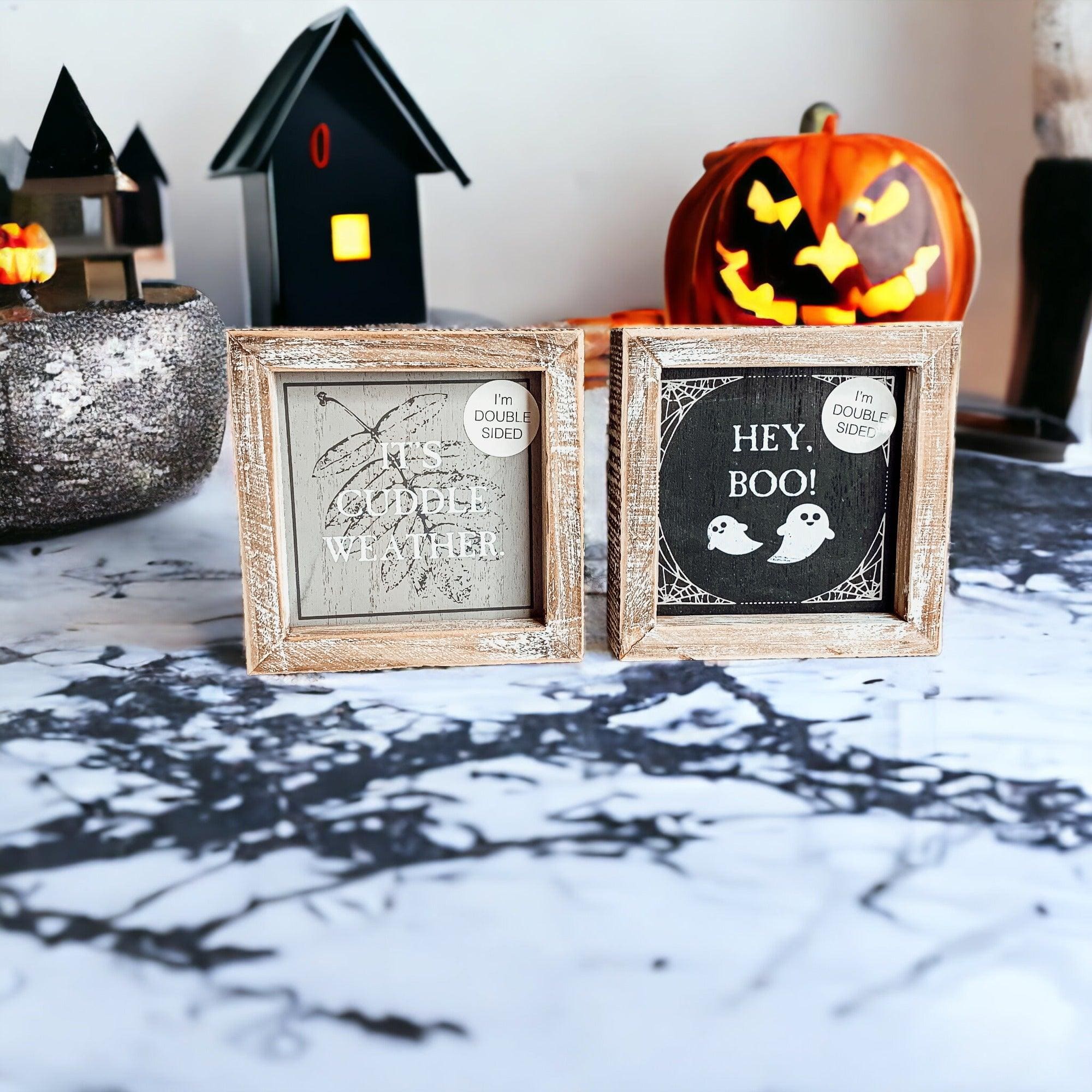 Gia Roma Halloween Sign Hey Boo + Cuddle | Double-Sided