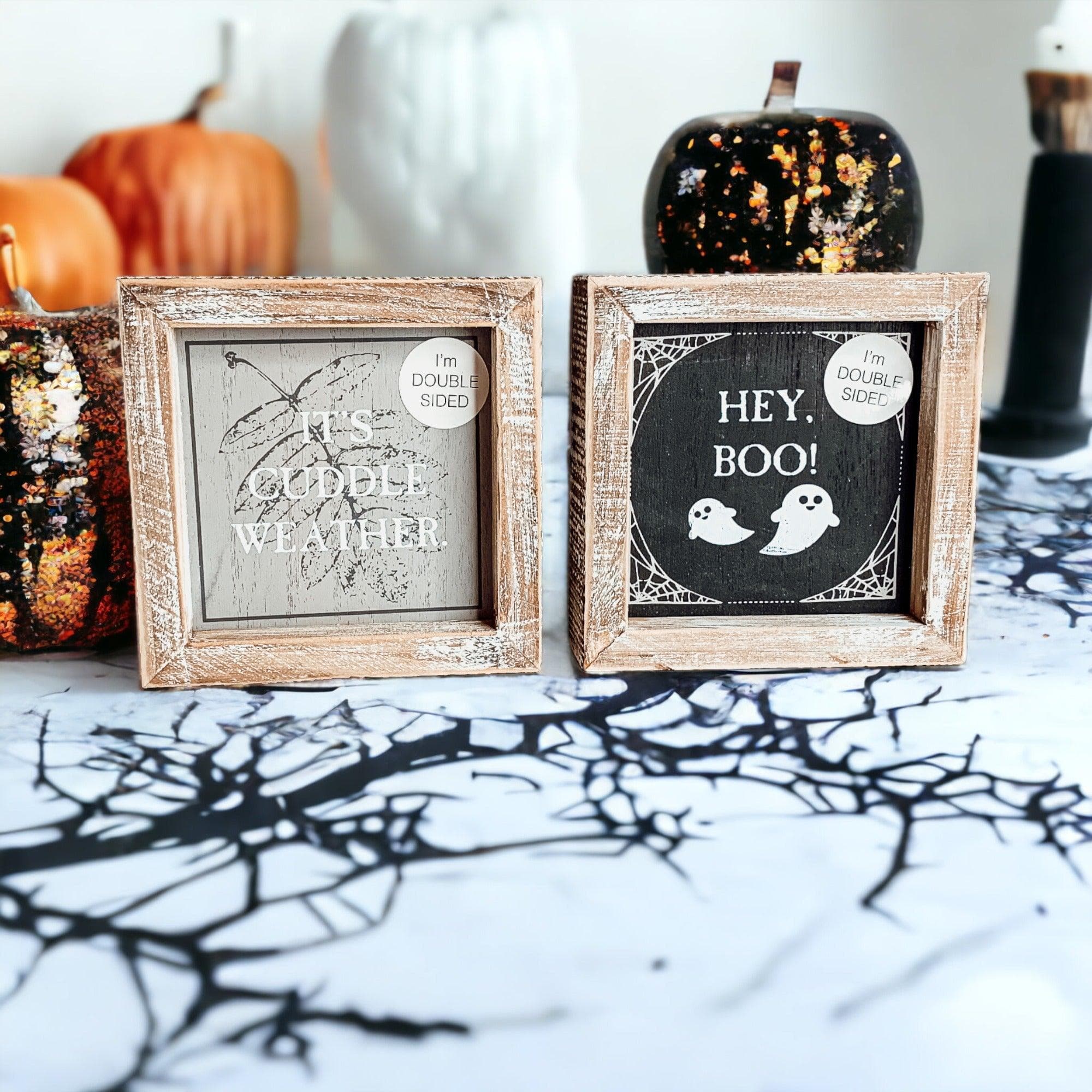Gia Roma Halloween Sign Hey Boo + Cuddle | Double-Sided