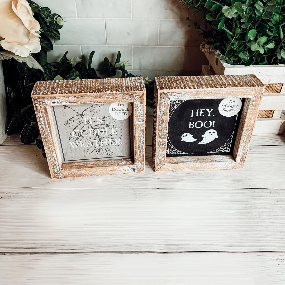Gia Roma Halloween Sign Hey Boo + Cuddle | Double-Sided