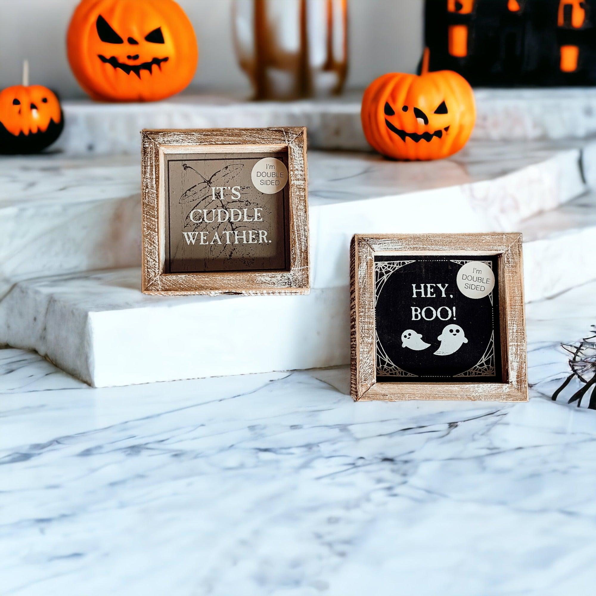 Gia Roma Halloween Sign Hey Boo + Cuddle | Double-Sided