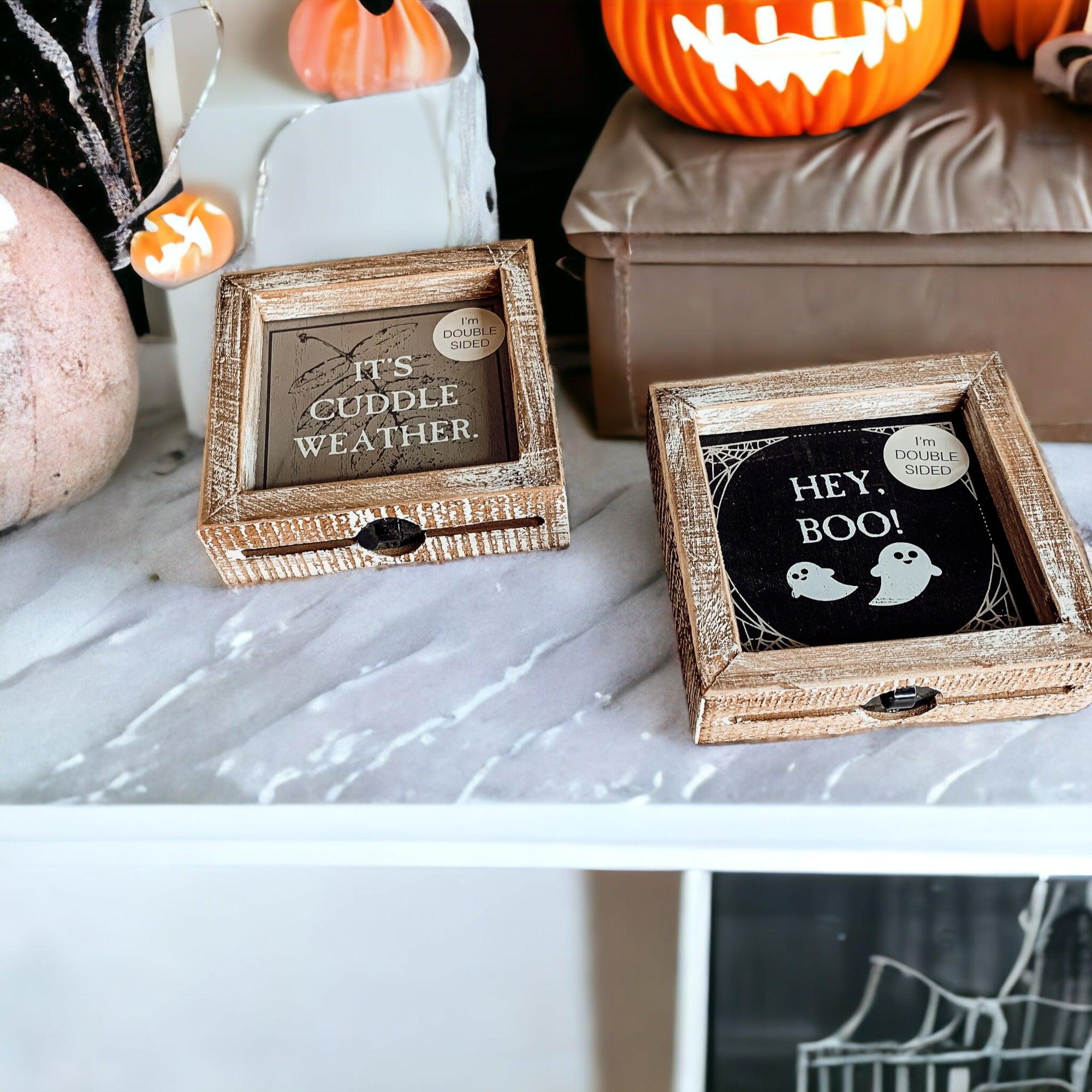 Gia Roma Halloween Sign Hey Boo + Cuddle | Double-Sided