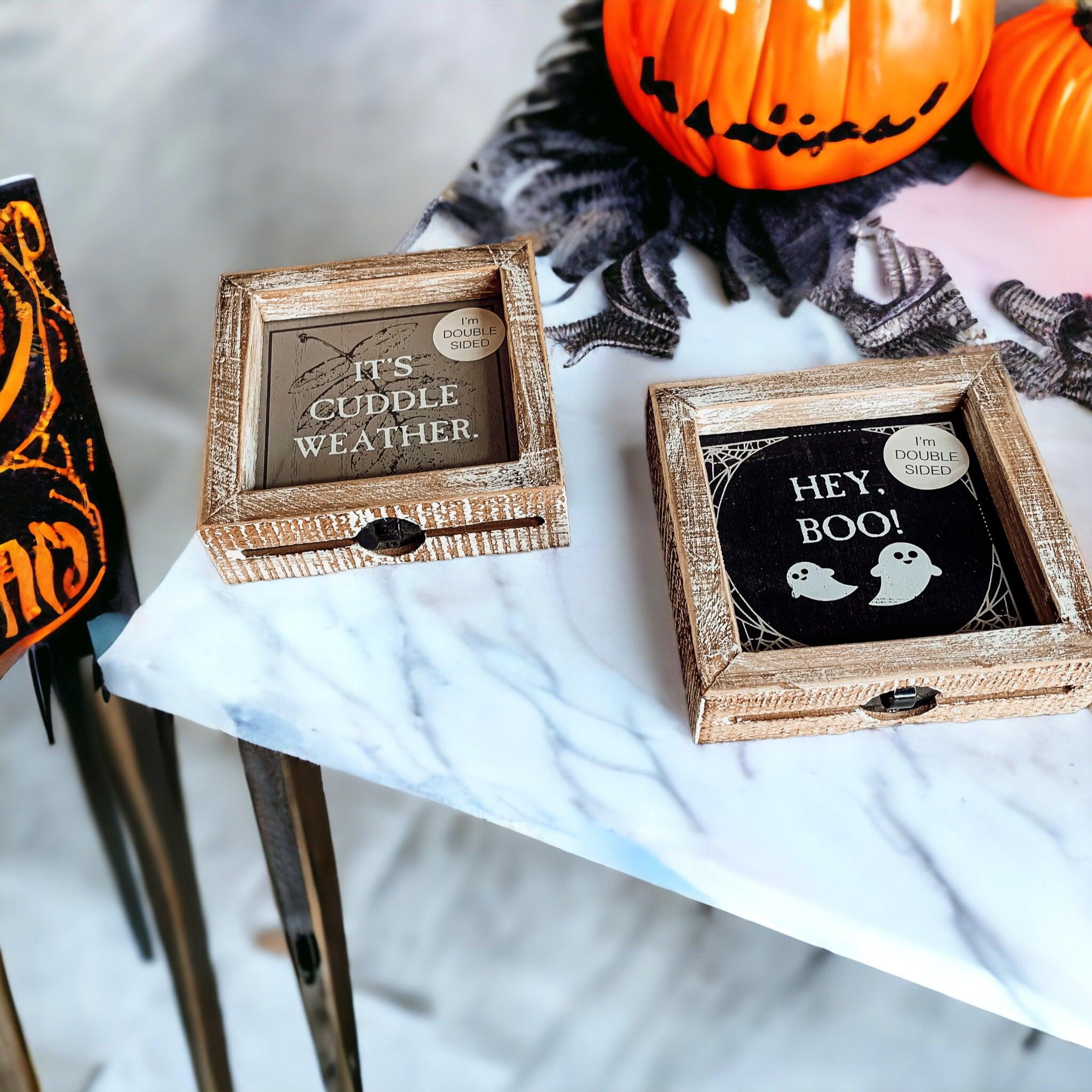 Gia Roma Halloween Sign Hey Boo + Cuddle | Double-Sided