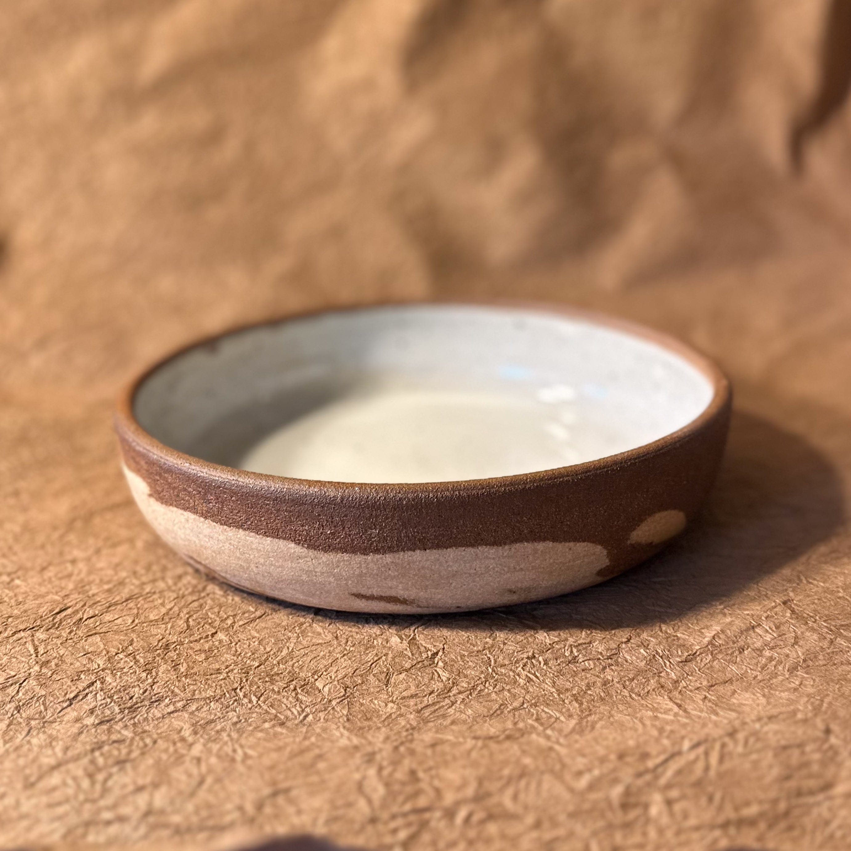 9.5" Brown and White Marbled Ceramic Coupe Bowl - My American Goods