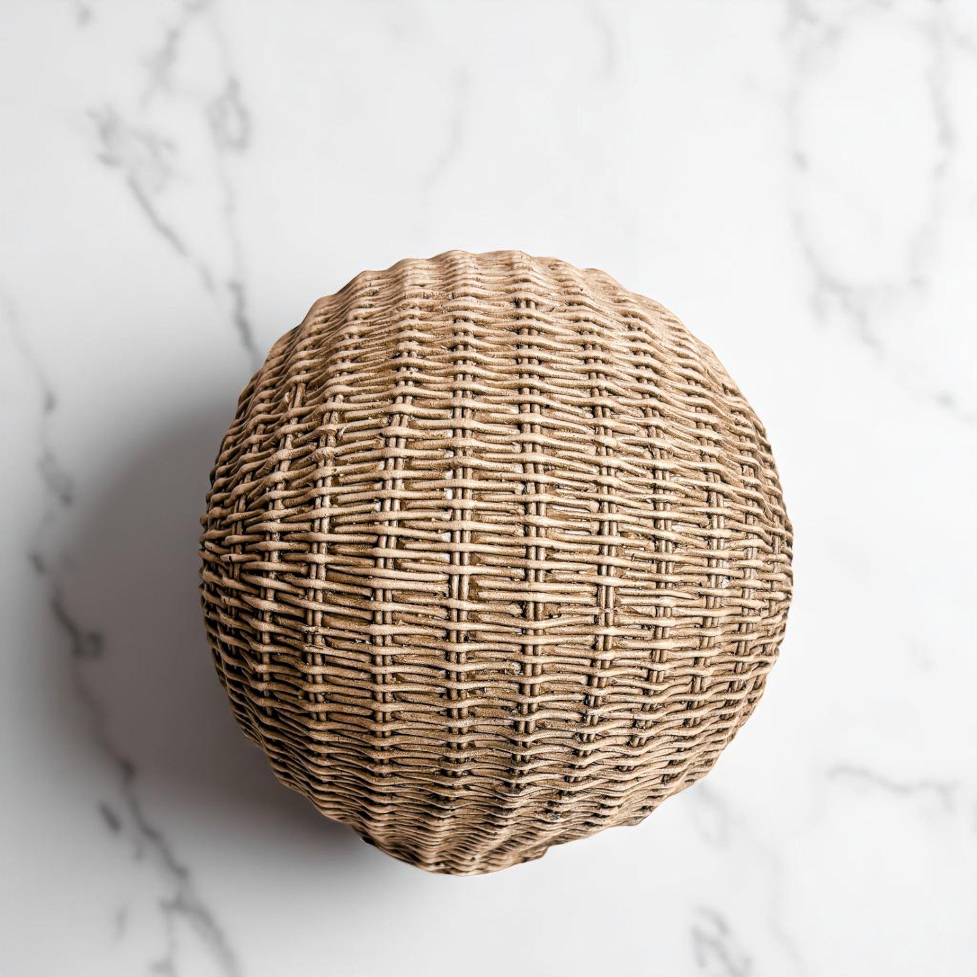 Skull Me Rattan-Style Skull Decor – Natural & White Resin
