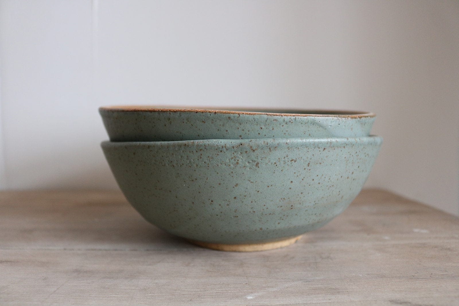 KJ Pottery Bowl Moss Green / Glazed Rim Ramen Bowl