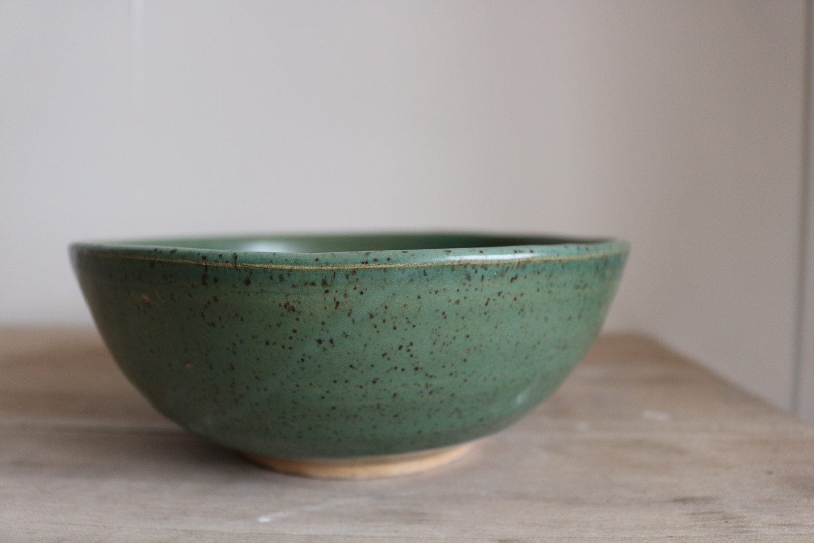 KJ Pottery Bowl Fern / Glazed Rim Ramen Bowl